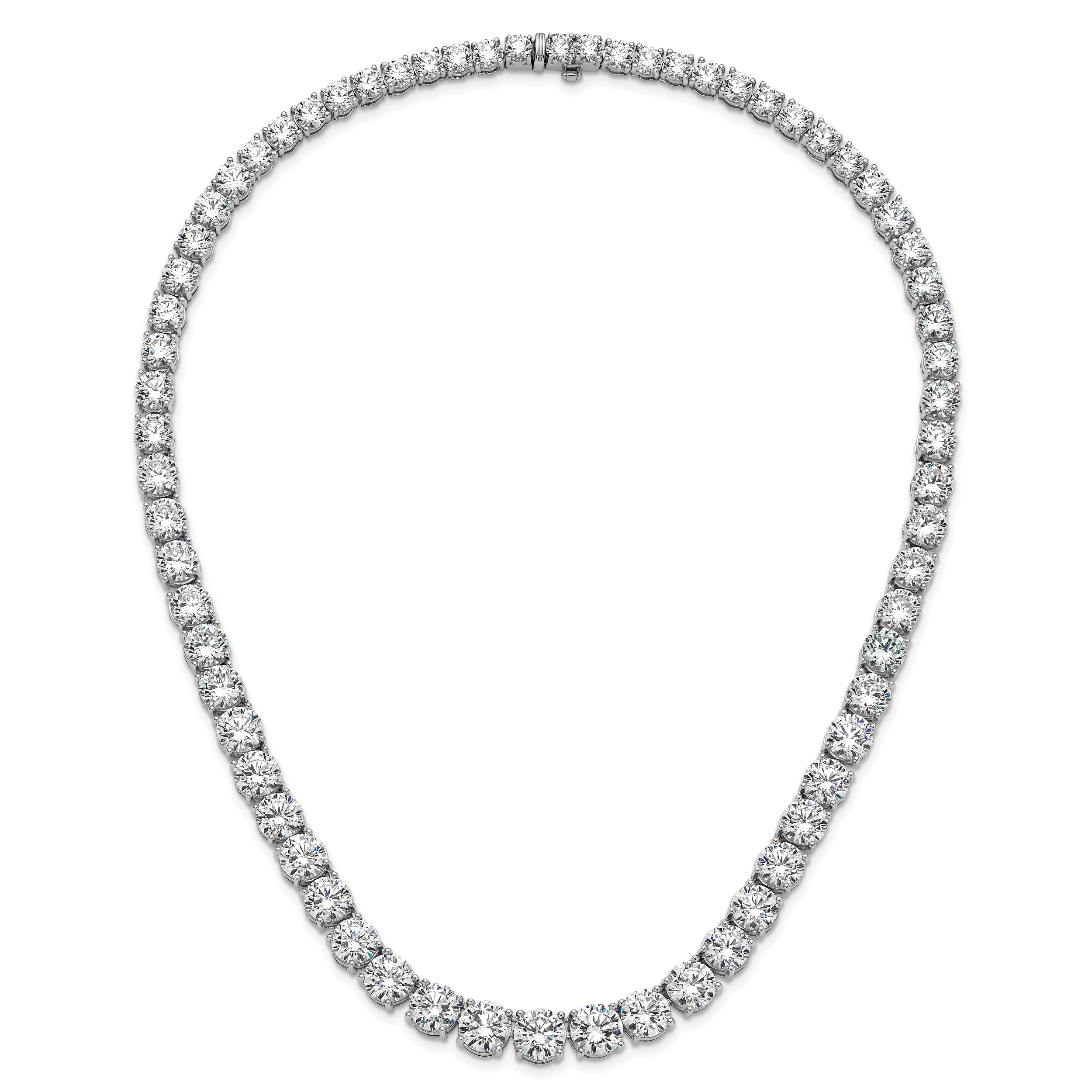 14k White Gold 100 3/4 carat Lab Grown Diamond VS/SI+ G+ Complete Round 20 inch Graduated Tennis Necklace