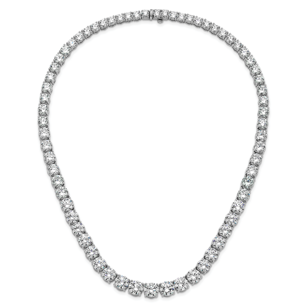 14k White Gold 100 3/4 carat Lab Grown Diamond VS/SI+ G+ Complete Round 20 inch Graduated Tennis Necklace