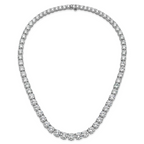 14k White Gold 100 3/4 carat Lab Grown Diamond VS/SI+ G+ Complete Round 20 inch Graduated Tennis Necklace
