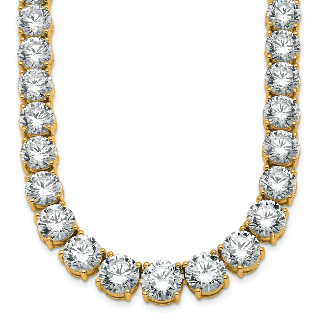 14k 100 3/4 carat Lab Grown Diamond VS+ F+ Complete Round 20 inch Graduated Tennis Necklace