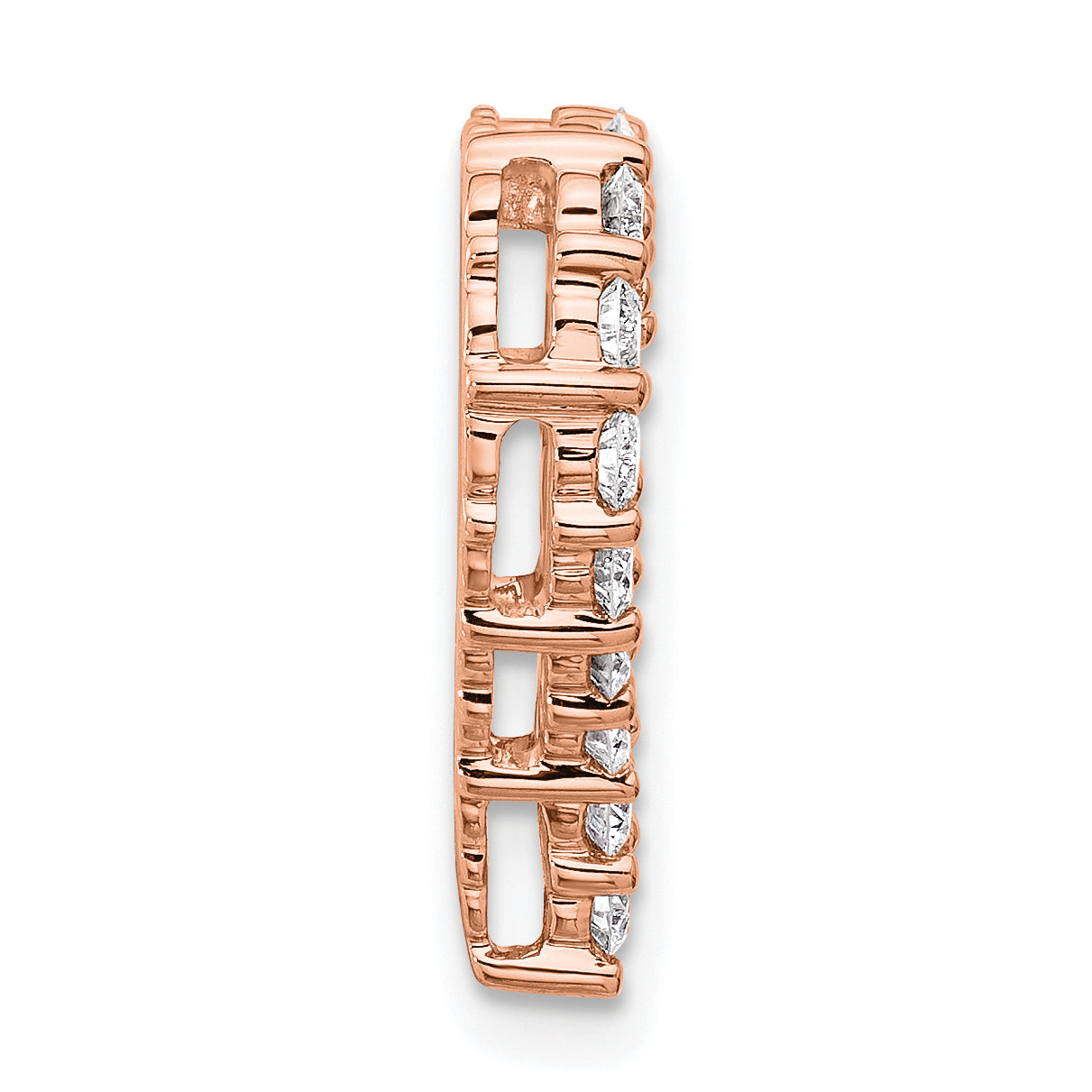 14k Rose Gold 1 carat Lab Grown Diamond VS/SI+ G+ Complete Heart Chain Slide Pendant