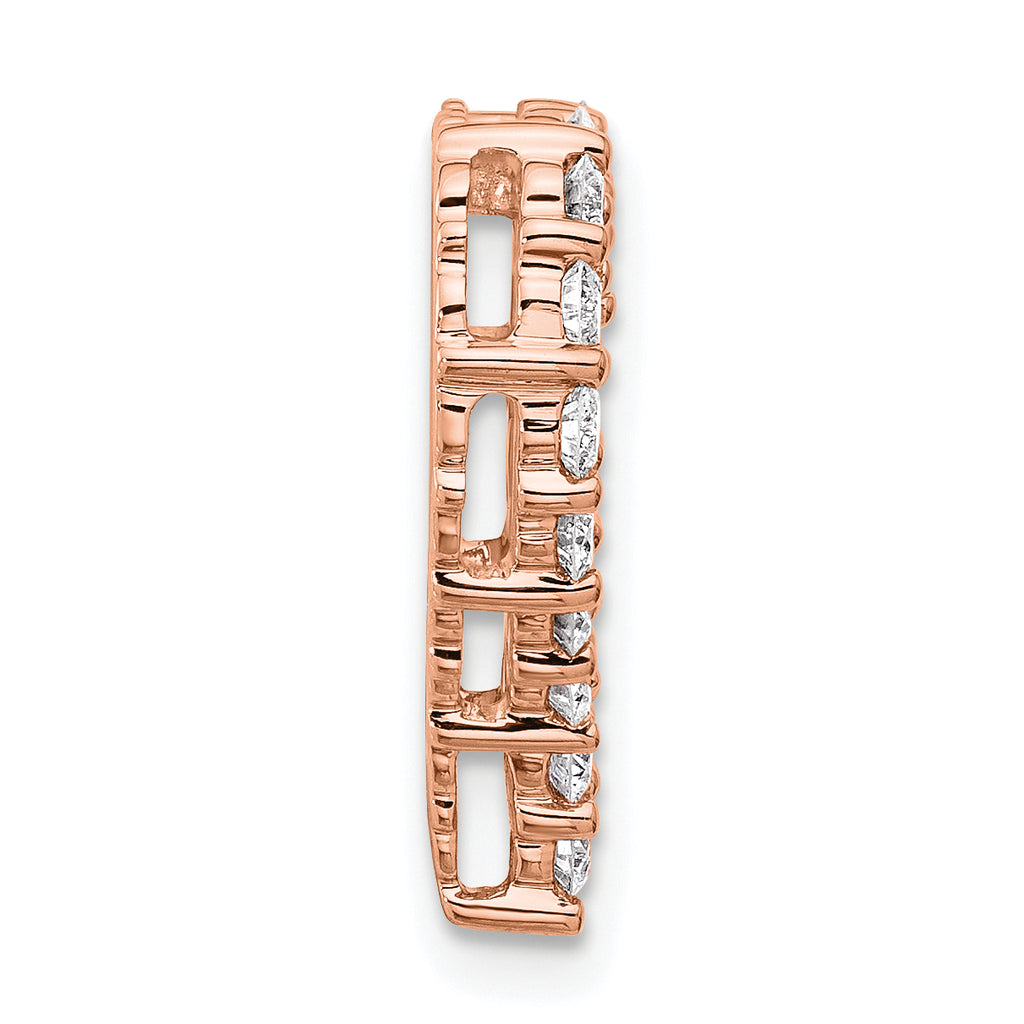 14k Rose Gold 1 carat Lab Grown Diamond VS/SI+ G+ Complete Heart Chain Slide Pendant