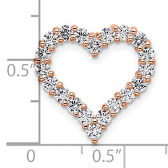 14k Rose Gold 1 carat Lab Grown Diamond VS/SI+ G+ Complete Heart Chain Slide Pendant