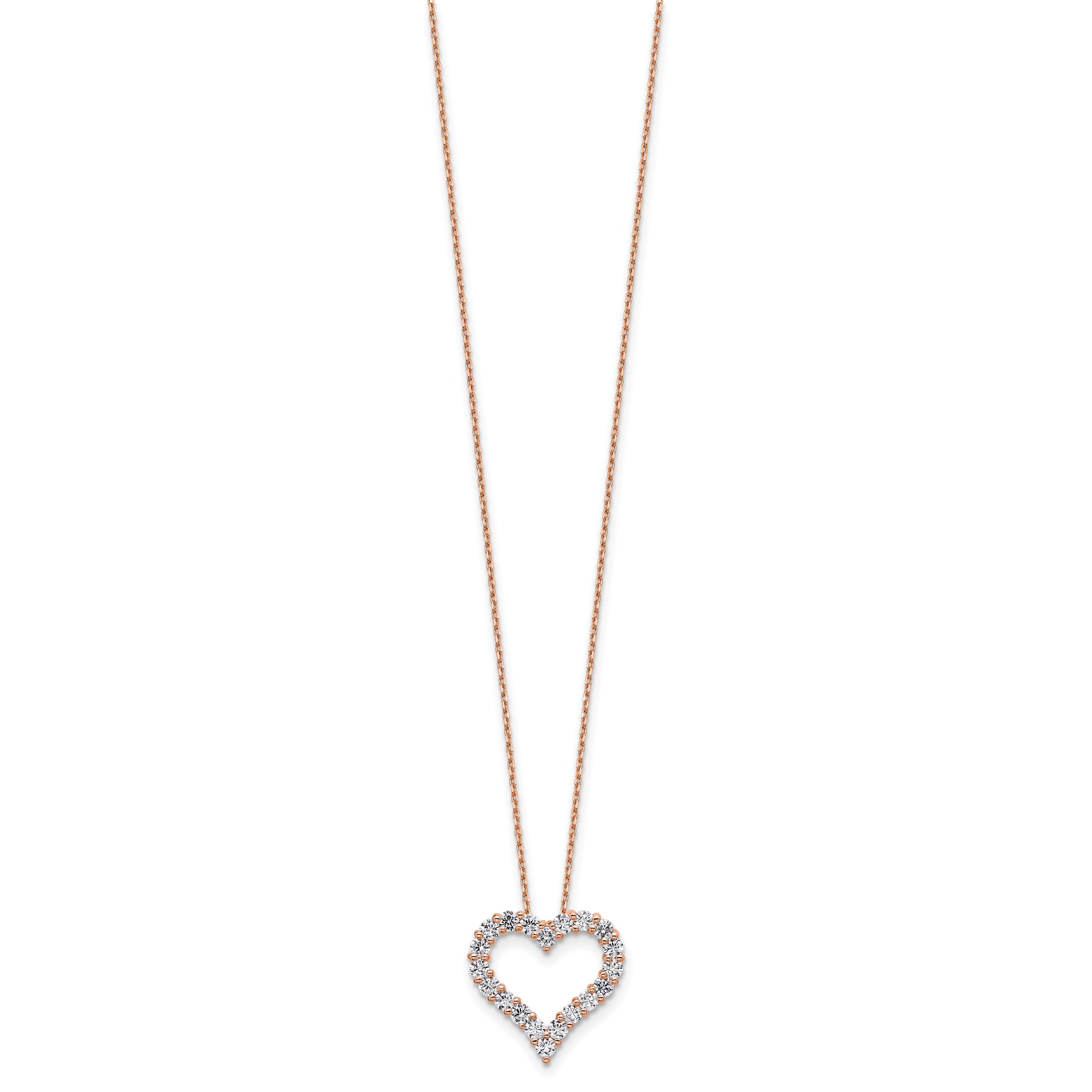 14k Rose Gold 1 carat Lab Grown Diamond VS/SI+ G+ Complete 18 inch Heart Pendant Necklace