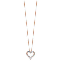 14k Rose Gold 1 carat Lab Grown Diamond VS/SI+ G+ Complete 18 inch Heart Pendant Necklace
