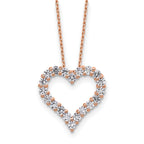 14k Rose Gold 1 carat Lab Grown Diamond VS/SI+ G+ Complete 18 inch Heart Pendant Necklace