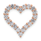 14k Rose Gold 1 carat Lab Grown Diamond VS/SI+ G+ Complete Heart Chain Slide Pendant