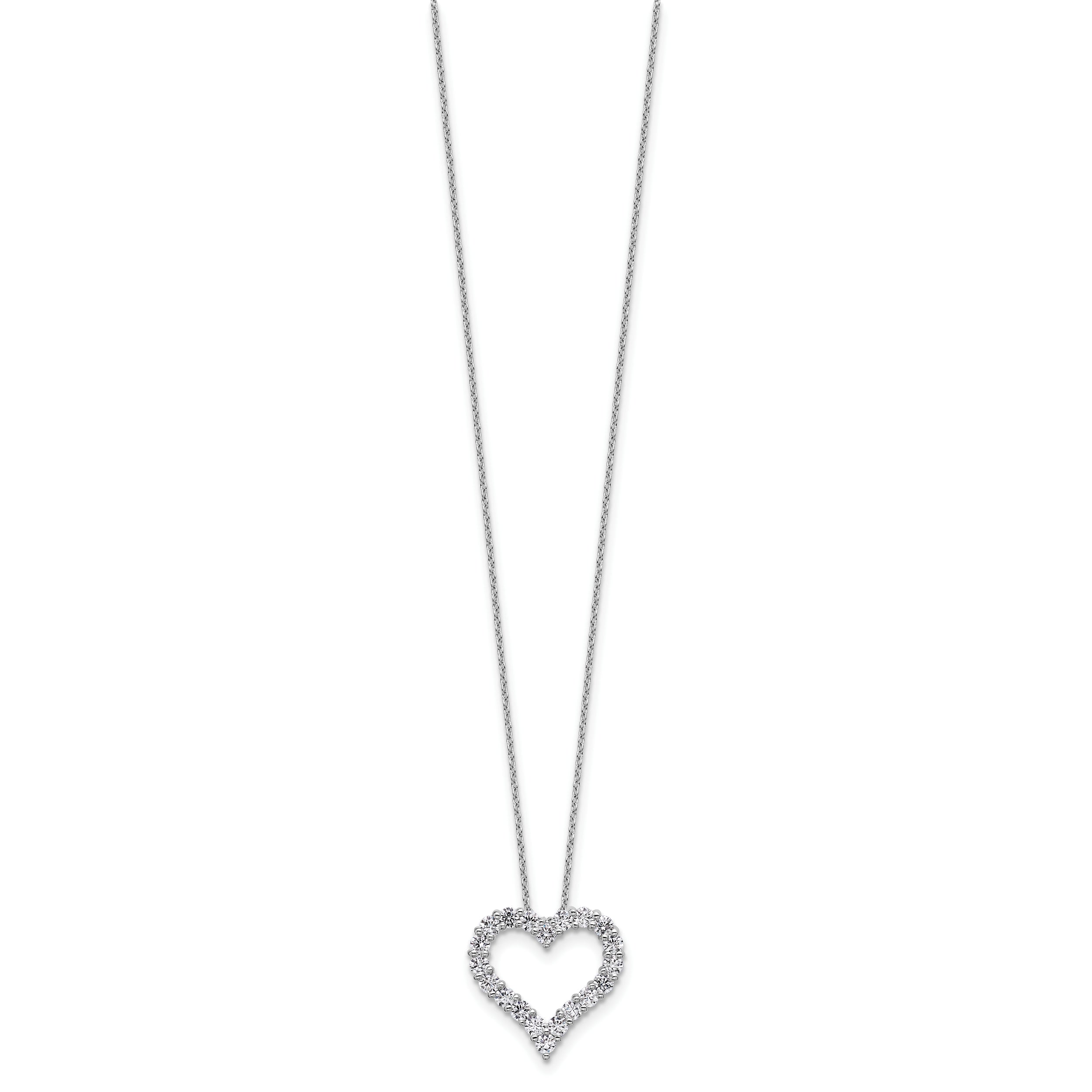 14k White Gold 1 carat Lab Grown Diamond VS/SI+ G+ Complete 18 inch Heart Pendant Necklace