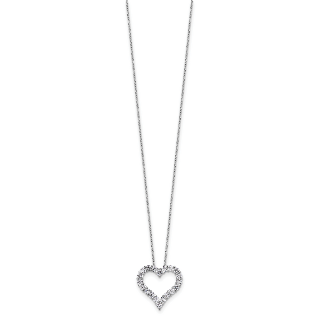 14k White Gold 1 carat Lab Grown Diamond VS/SI+ G+ Complete 18 inch Heart Pendant Necklace