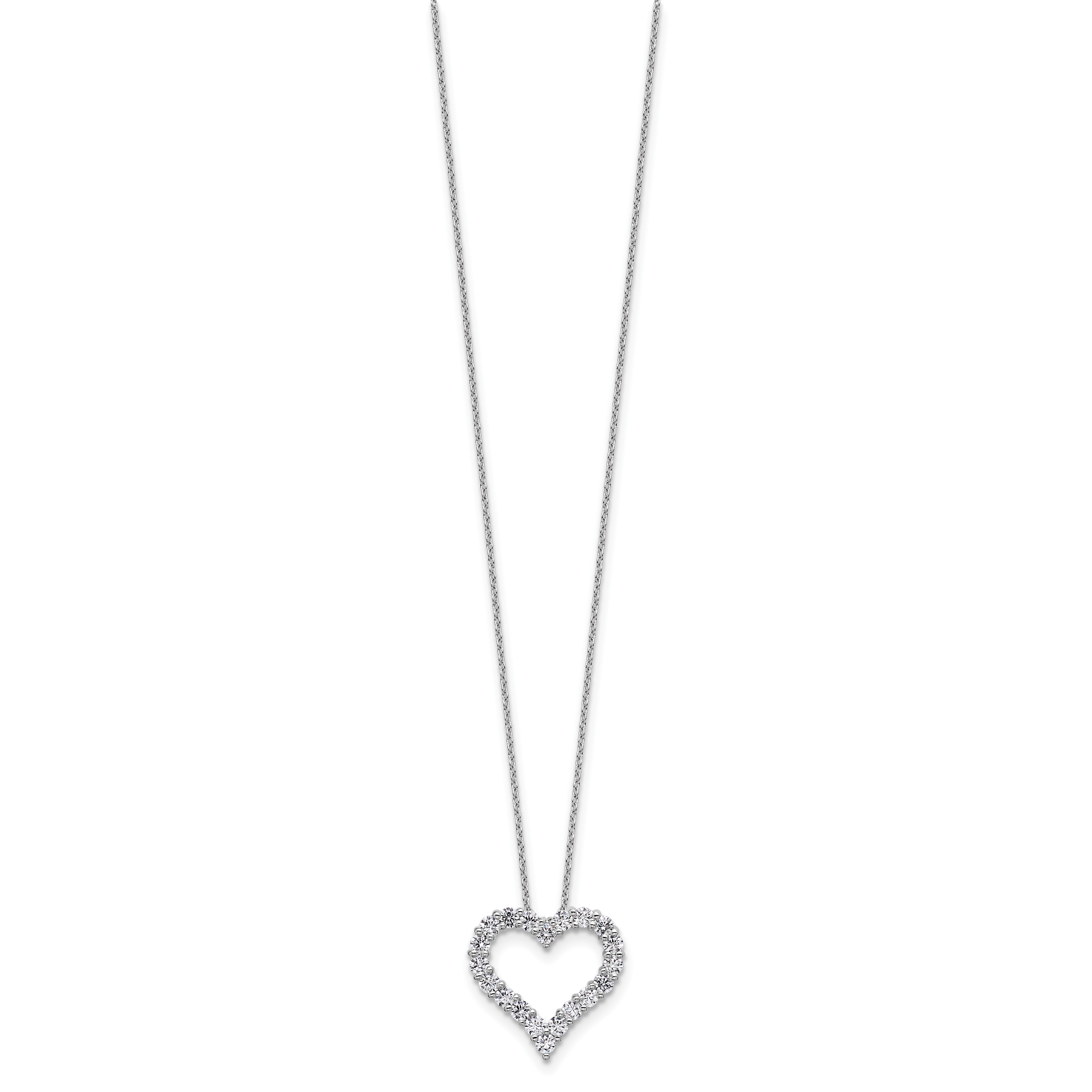 14k White Gold 1 carat Lab Grown Diamond VS/SI+ G+ Complete 18 inch Heart Pendant Necklace