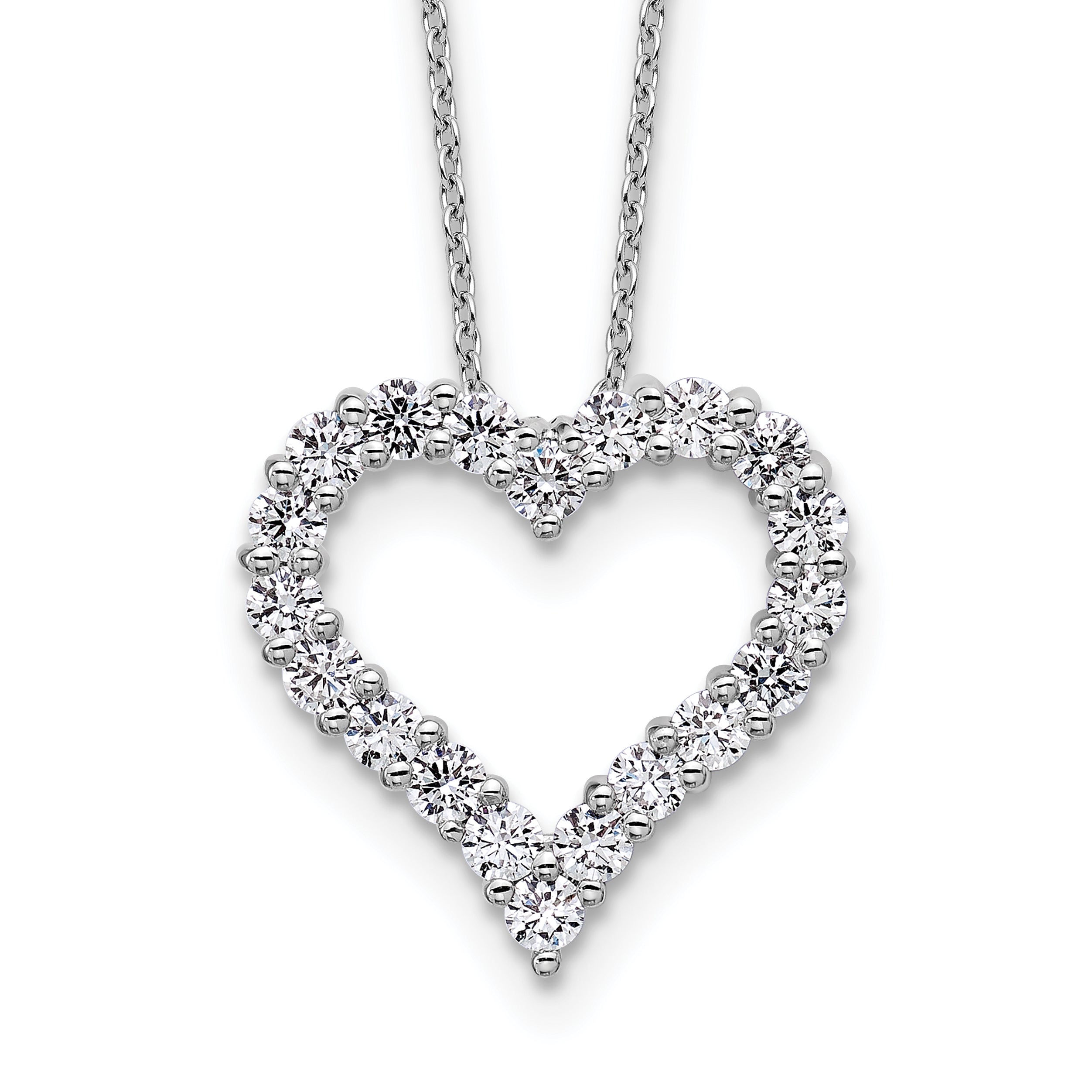 14k White Gold 1 carat Lab Grown Diamond VS/SI+ G+ Complete 18 inch Heart Pendant Necklace Main image