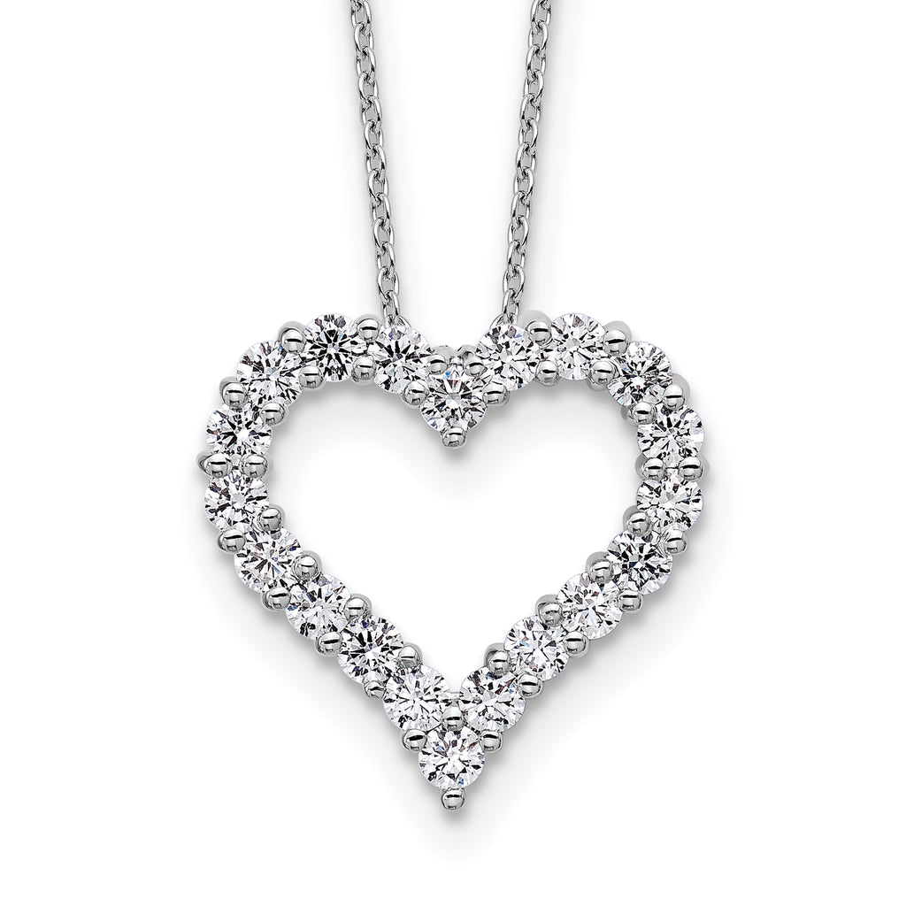 14k White Gold 1 carat Lab Grown Diamond VS/SI+ G+ Complete 18 inch Heart Pendant Necklace