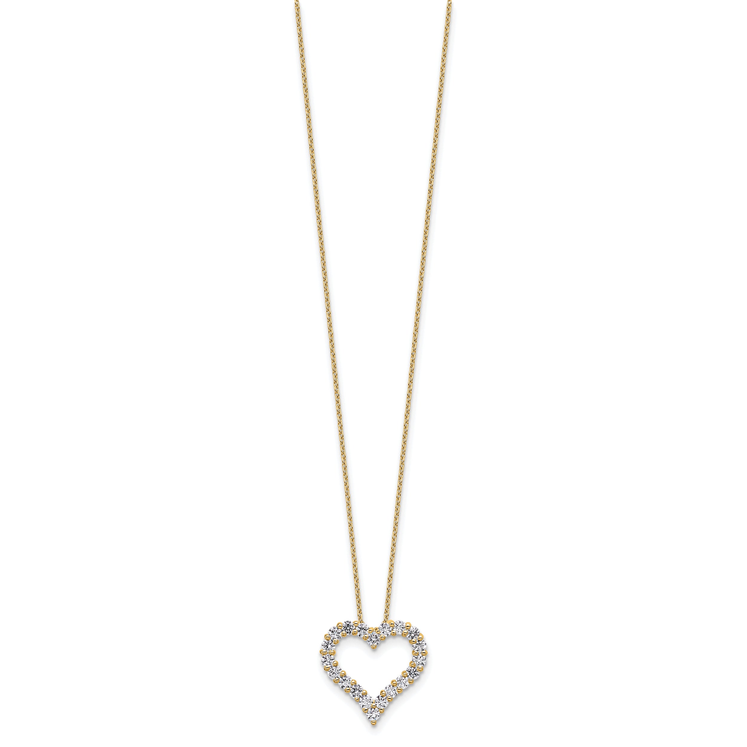 14k 1 carat Lab Grown Diamond VS/SI+ G+ Complete 18 inch Heart Pendant Necklace