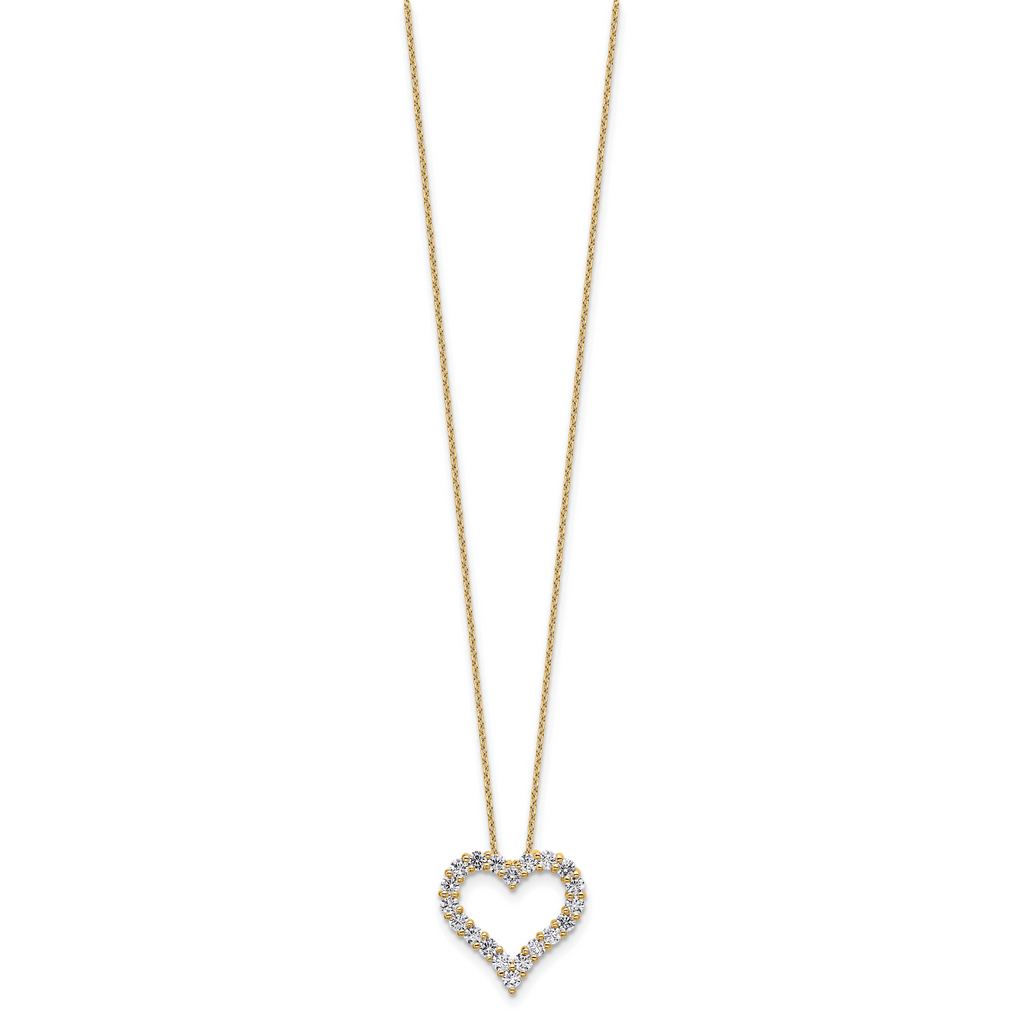 14k 1 carat Lab Grown Diamond VS/SI+ G+ Complete 18 inch Heart Pendant Necklace