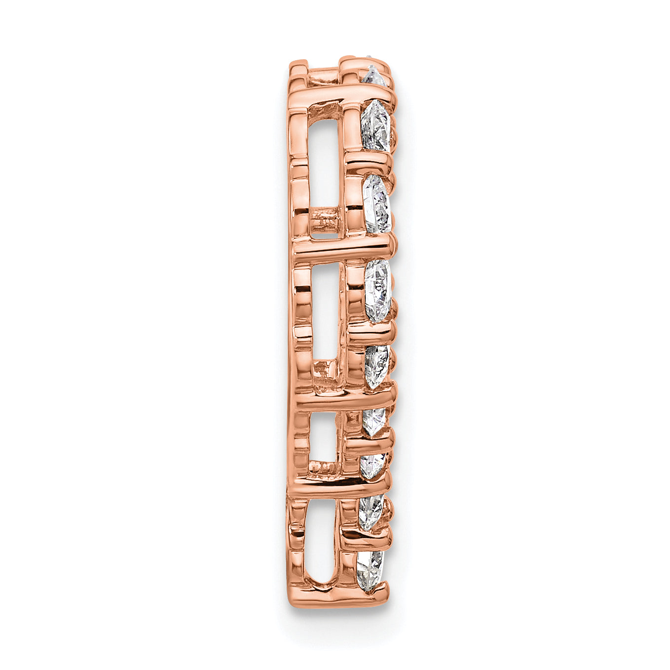 14k Rose Gold 1 1/2 carat Lab Grown Diamond VS/SI+ G+ Complete Heart Chain Slide Pendant