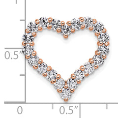 14k Rose Gold 1 1/2 carat Lab Grown Diamond VS/SI+ G+ Complete Heart Chain Slide Pendant