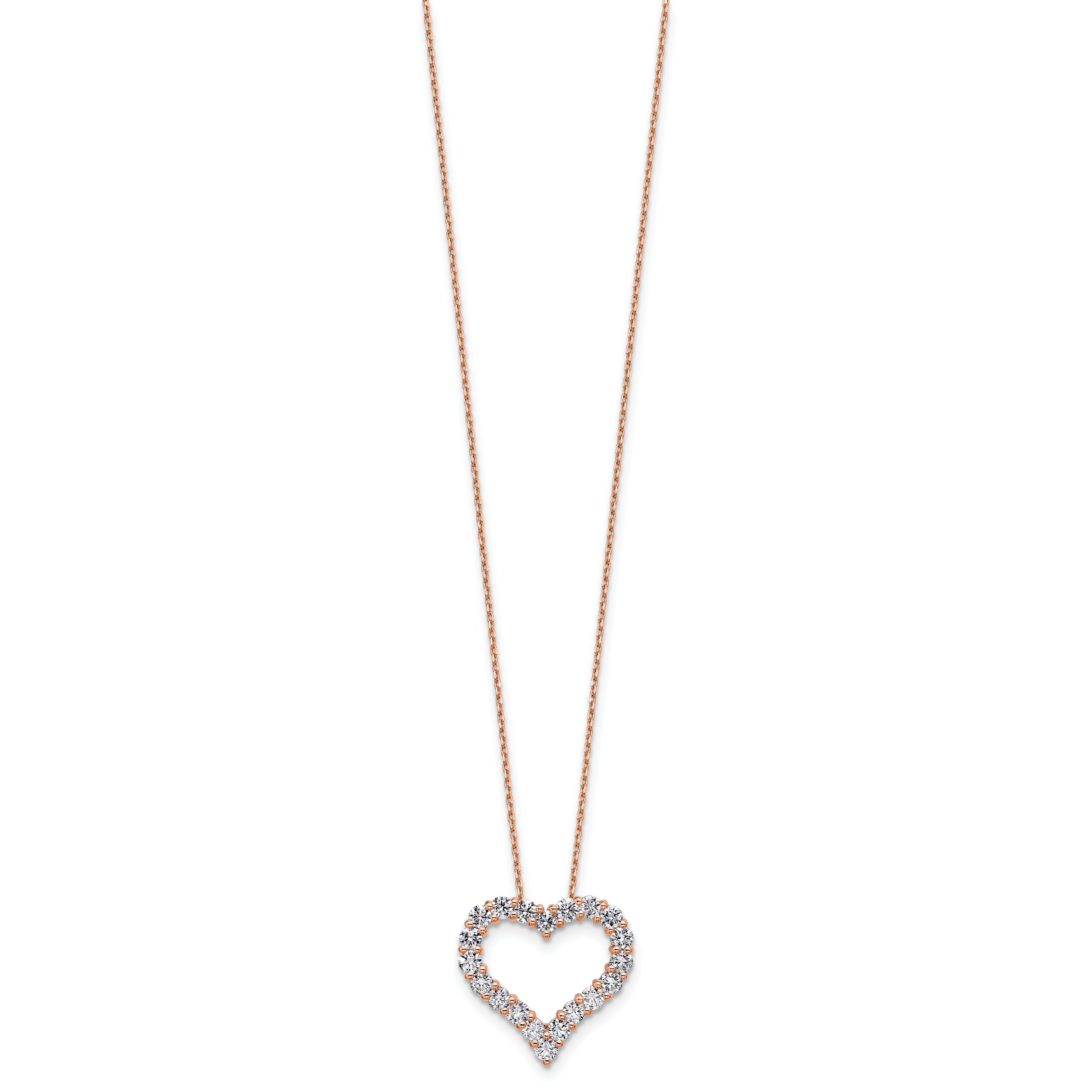14k Rose Gold 1 1/2 carat Lab Grown Diamond VS/SI+ G+ Complete 18 inch Heart Pendant Necklace