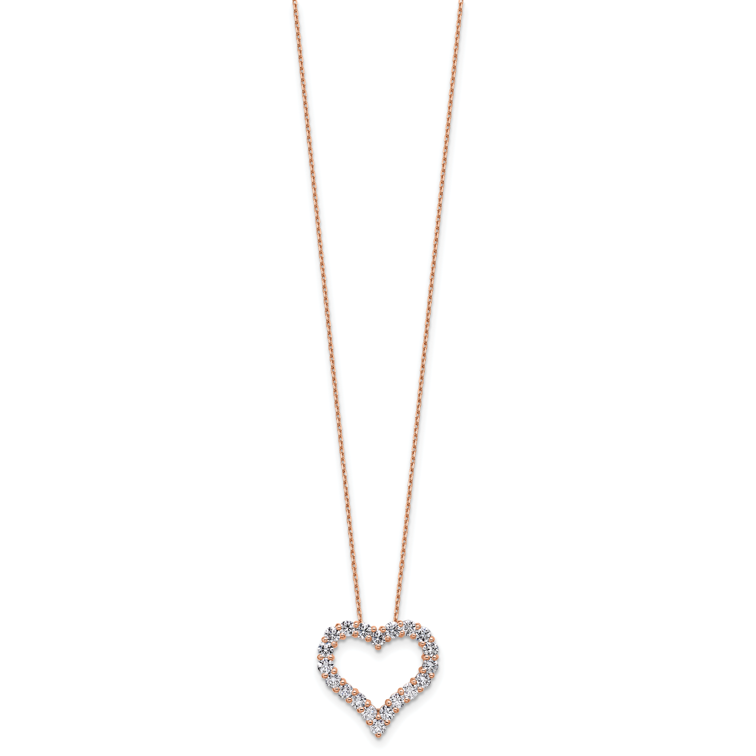 14k Rose Gold 1 1/2 carat Lab Grown Diamond VS/SI+ G+ Complete 18 inch Heart Pendant Necklace