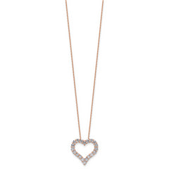 14k Rose Gold 1 1/2 carat Lab Grown Diamond VS/SI+ G+ Complete 18 inch Heart Pendant Necklace