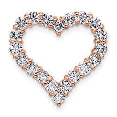 14k Rose Gold 1 1/2 carat Lab Grown Diamond VS/SI+ G+ Complete Heart Chain Slide Pendant