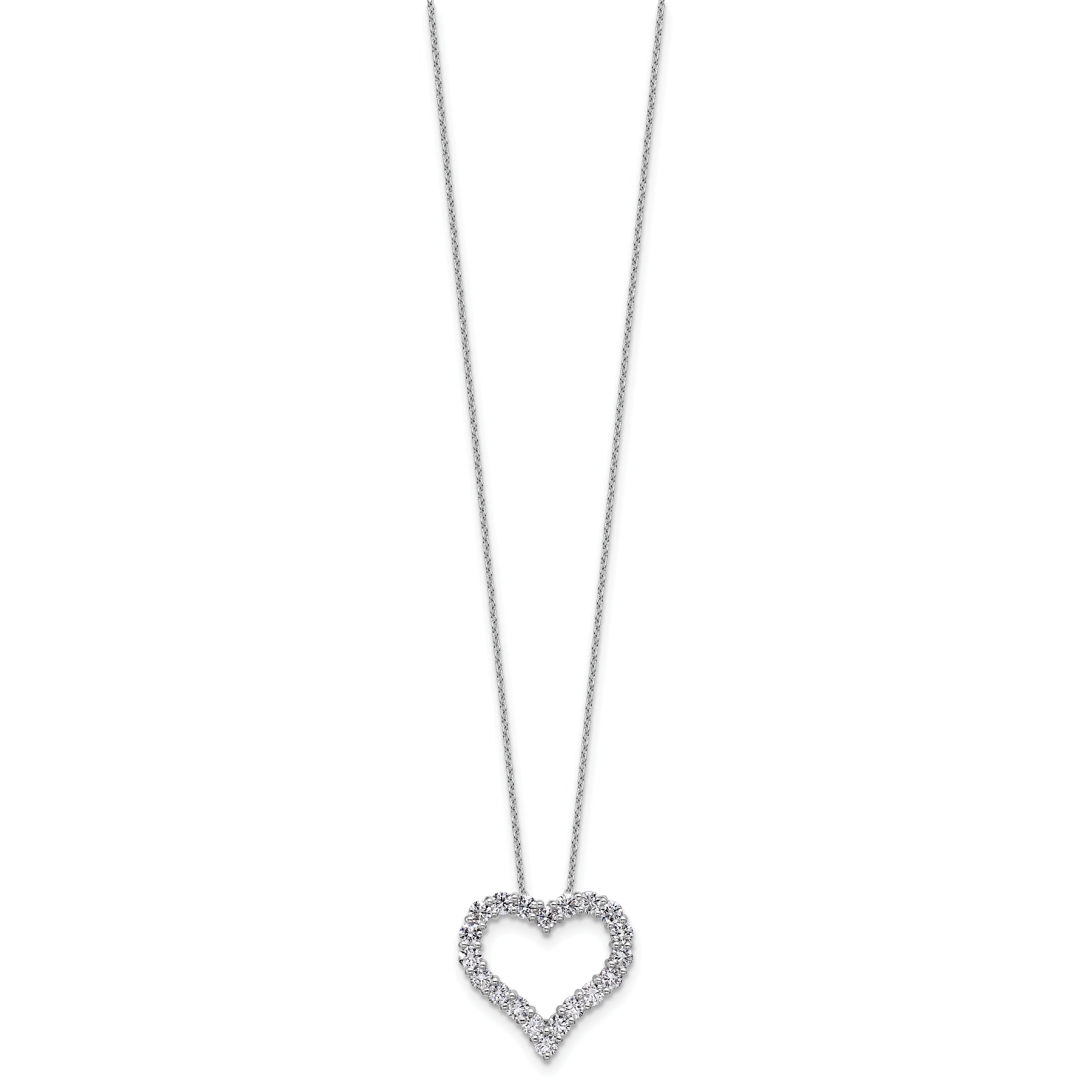 14k White Gold 1 1/2 carat Lab Grown Diamond VS/SI+ G+ Complete 18 inch Heart Pendant Necklace