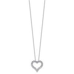 14k White Gold 1 1/2 carat Lab Grown Diamond VS/SI+ G+ Complete 18 inch Heart Pendant Necklace
