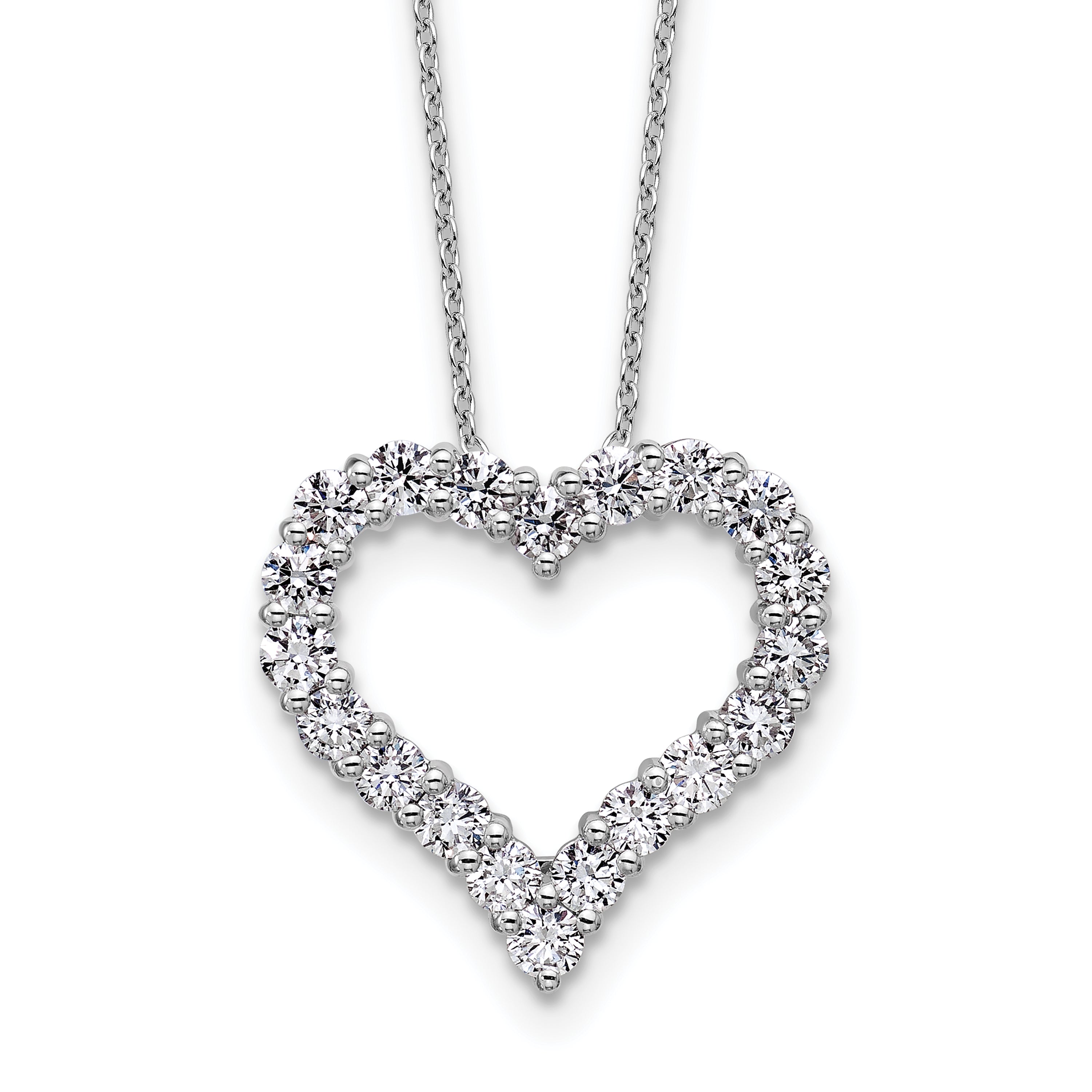 14k White Gold 1 1/2 carat Lab Grown Diamond VS/SI+ G+ Complete 18 inch Heart Pendant Necklace Main image