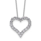 14k White Gold 1 1/2 carat Lab Grown Diamond VS/SI+ G+ Complete 18 inch Heart Pendant Necklace