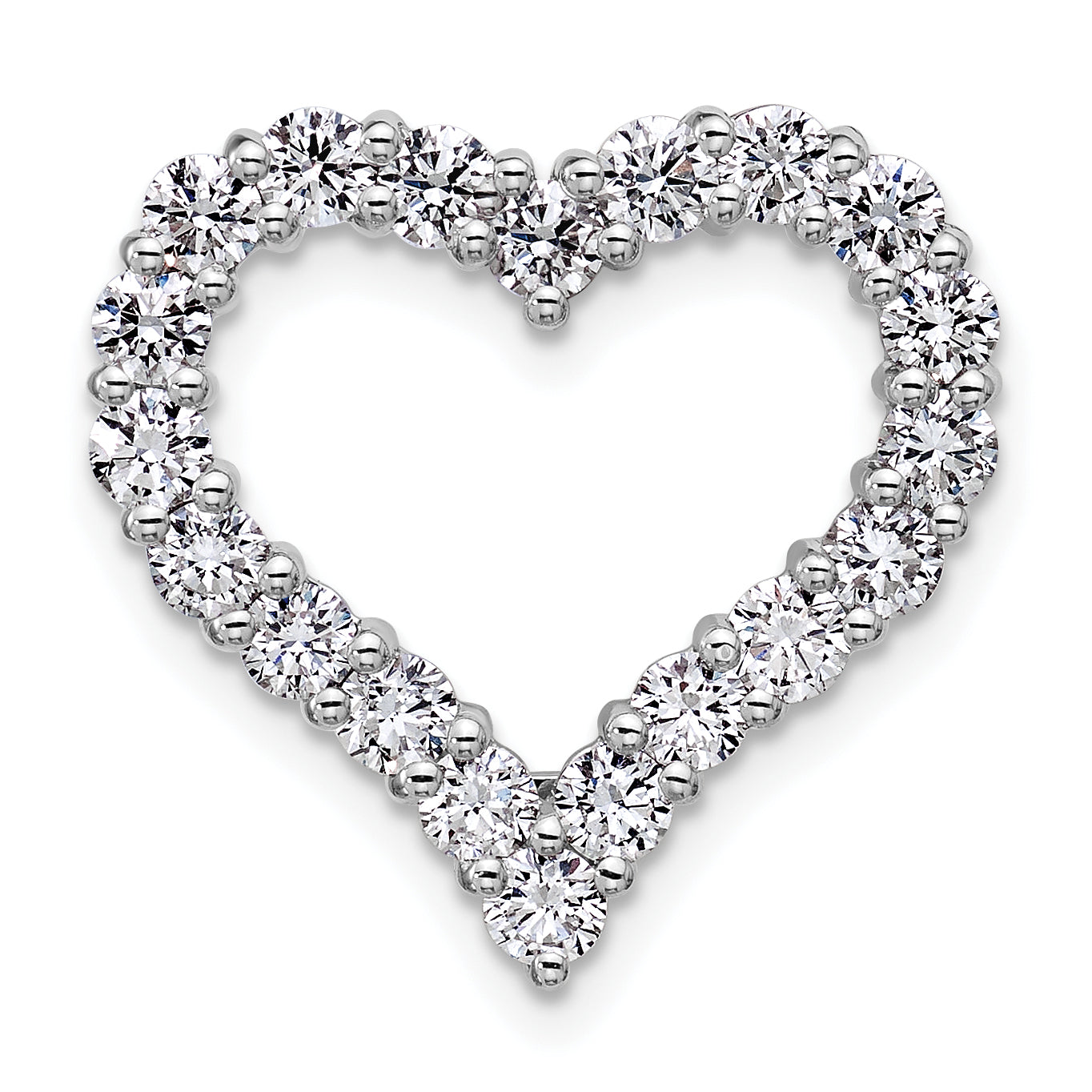 14k White Gold 1 1/2 carat Lab Grown Diamond VS+ F+ Complete Heart Chain Slide Pendant Main image