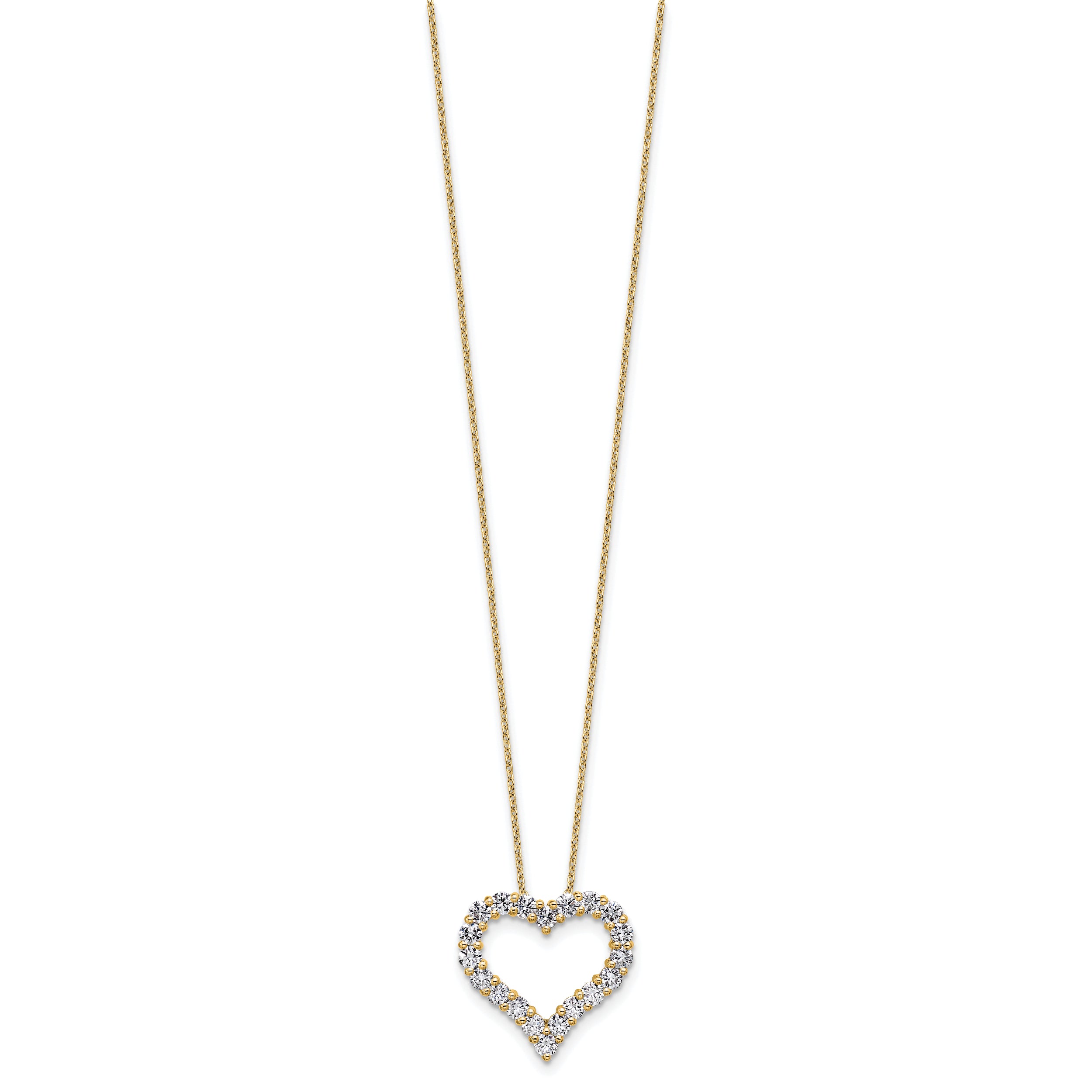 14k 1 1/2 carat Lab Grown Diamond VS/SI+ G+ Complete 18 inch Heart Pendant Necklace
