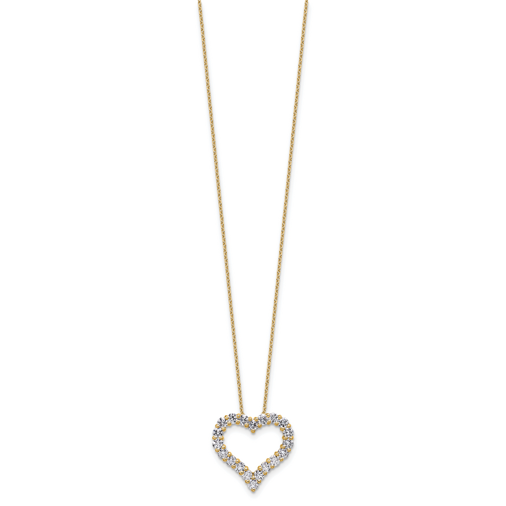 14k 1 1/2 carat Lab Grown Diamond VS/SI+ G+ Complete 18 inch Heart Pendant Necklace