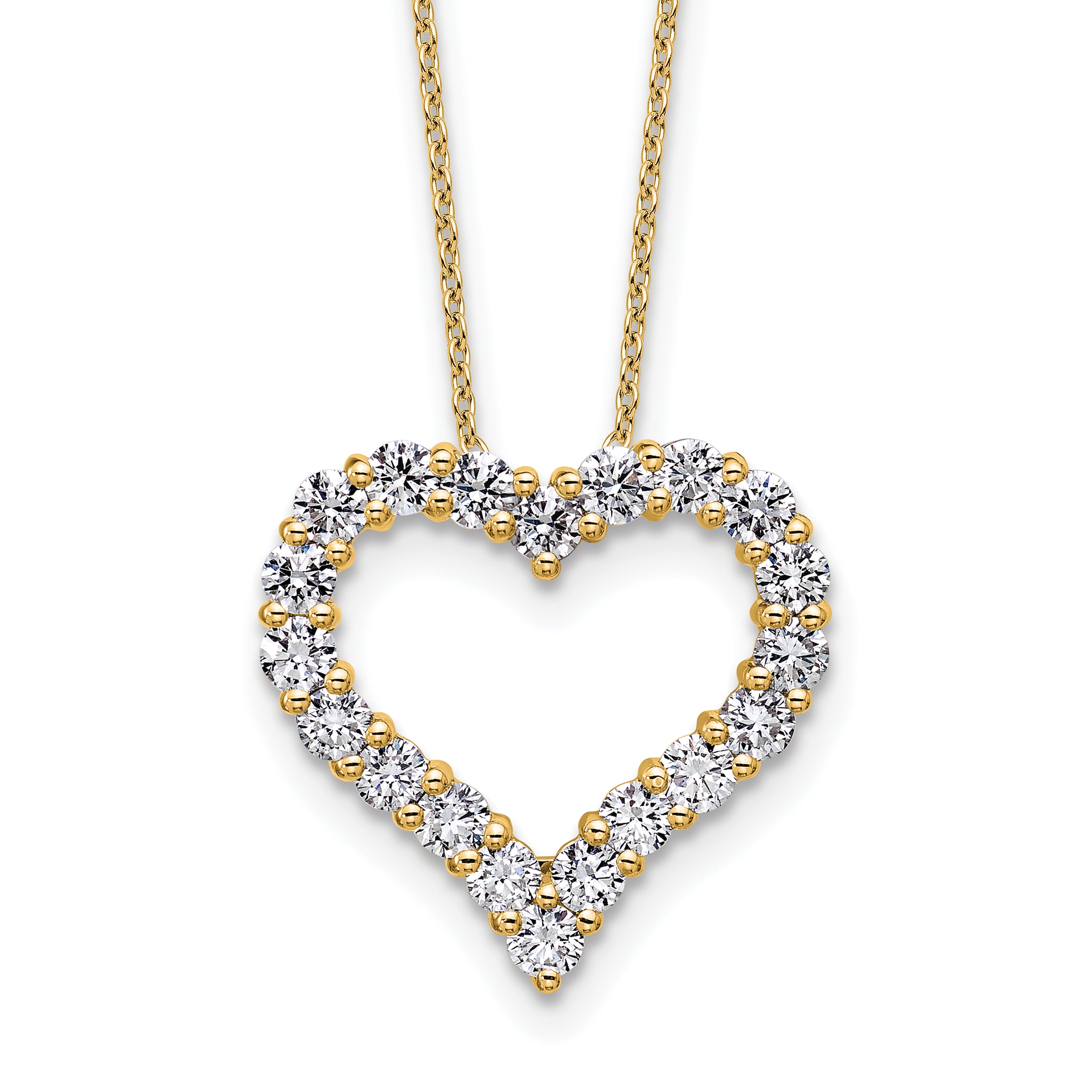 14k 1 1/2 carat Lab Grown Diamond VS/SI+ G+ Complete 18 inch Heart Pendant Necklace