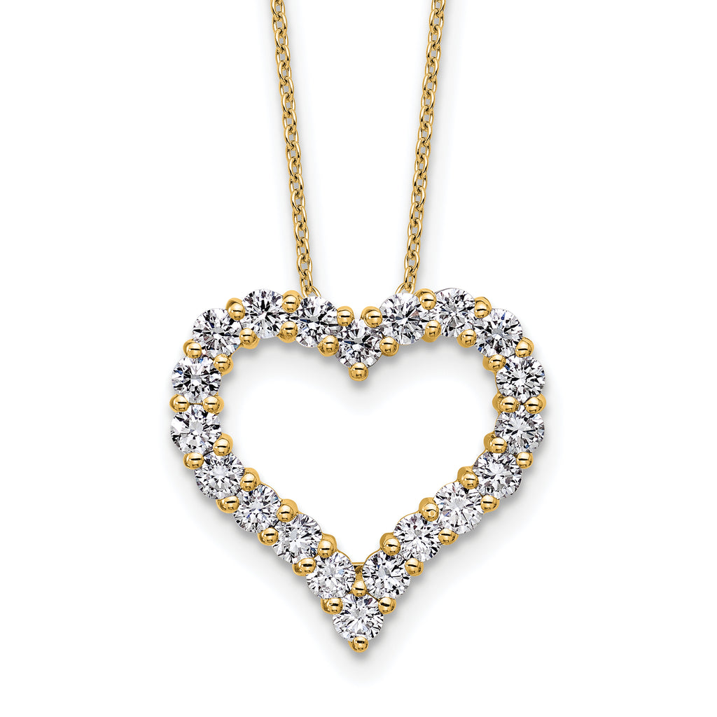 14k 1 1/2 carat Lab Grown Diamond VS/SI+ G+ Complete 18 inch Heart Pendant Necklace