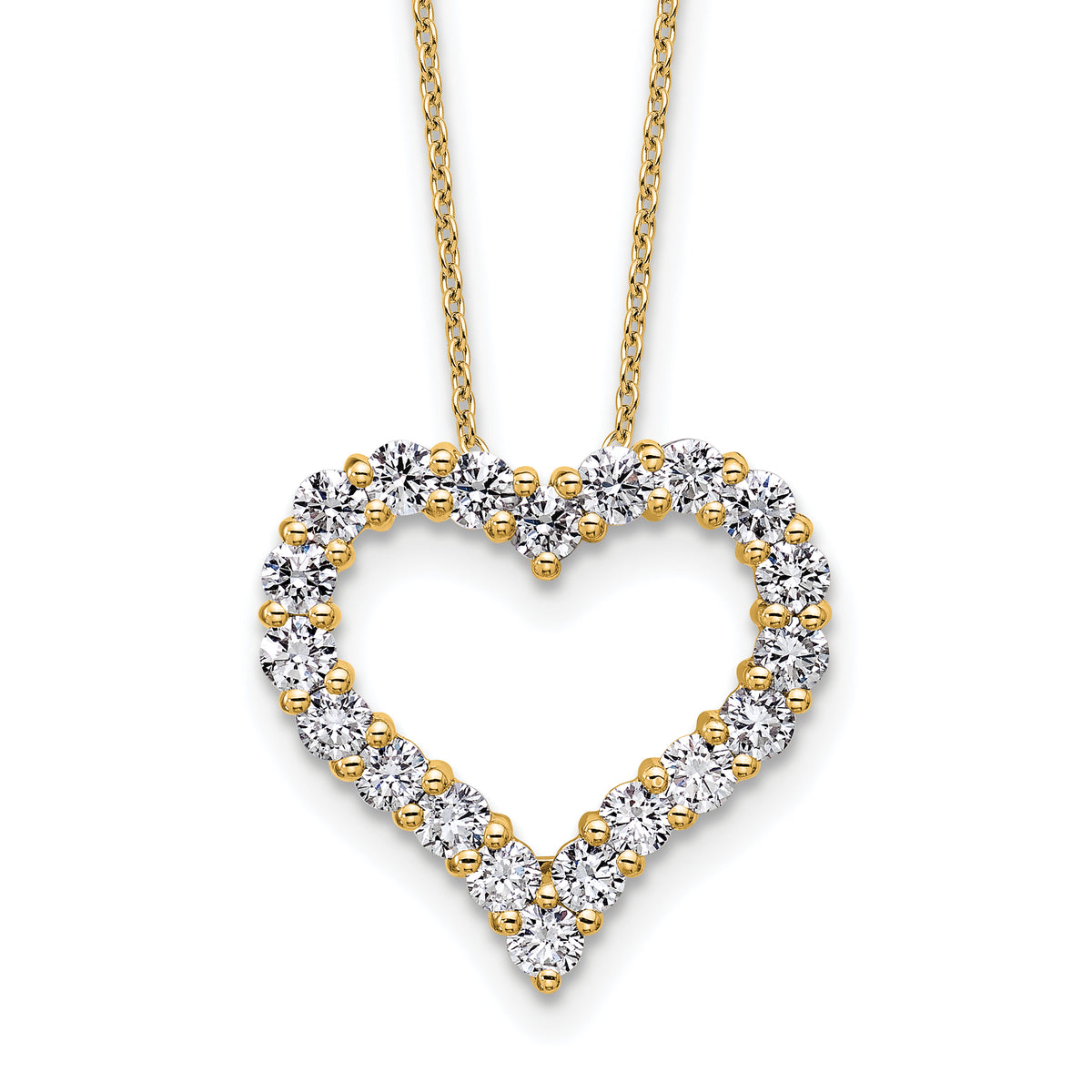 14k 1 1/2 carat Lab Grown Diamond VS/SI+ G+ Complete 18 inch Heart Pendant Necklace