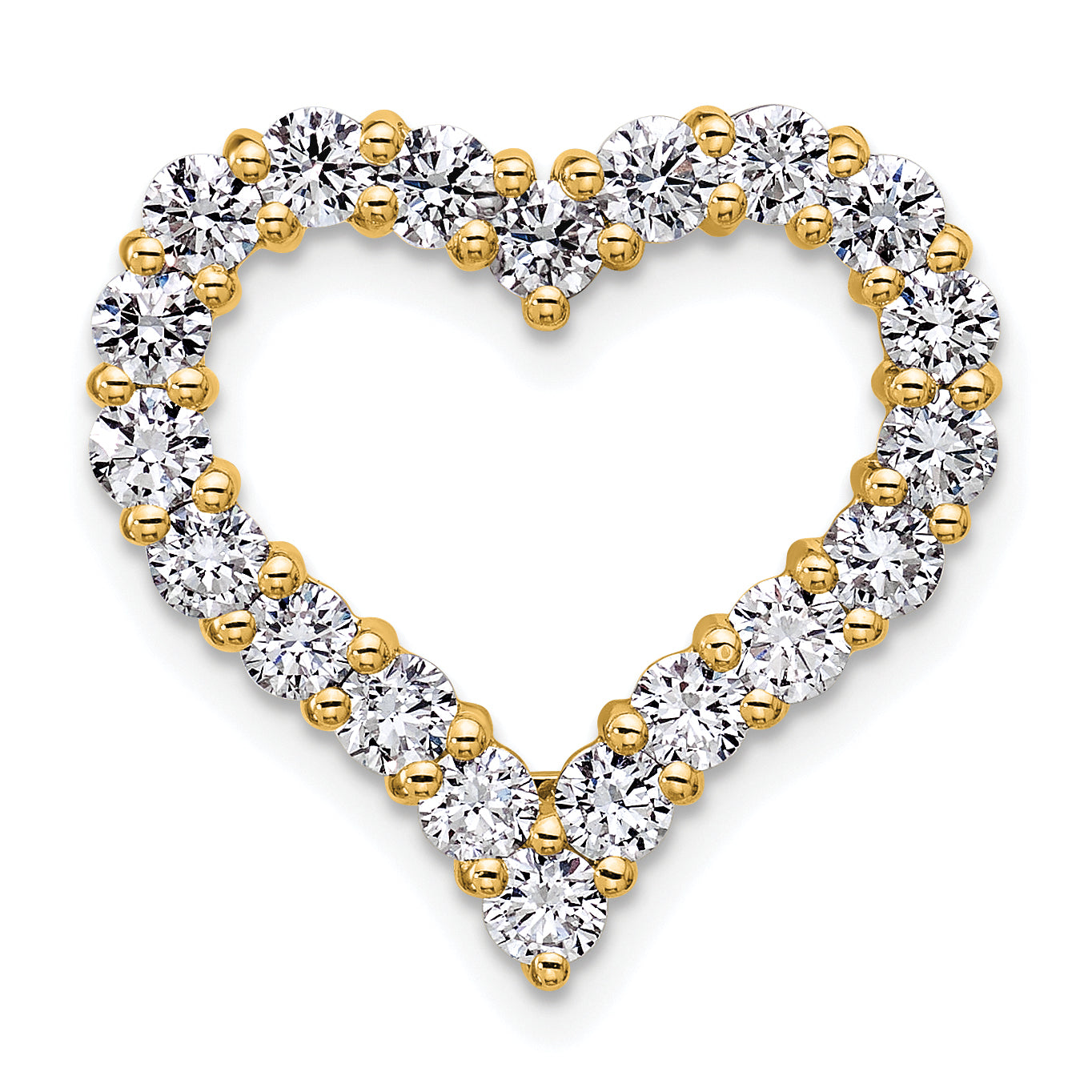 14k 1 1/2 carat Lab Grown Diamond VS+ F+ Complete Heart Chain Slide Pendant