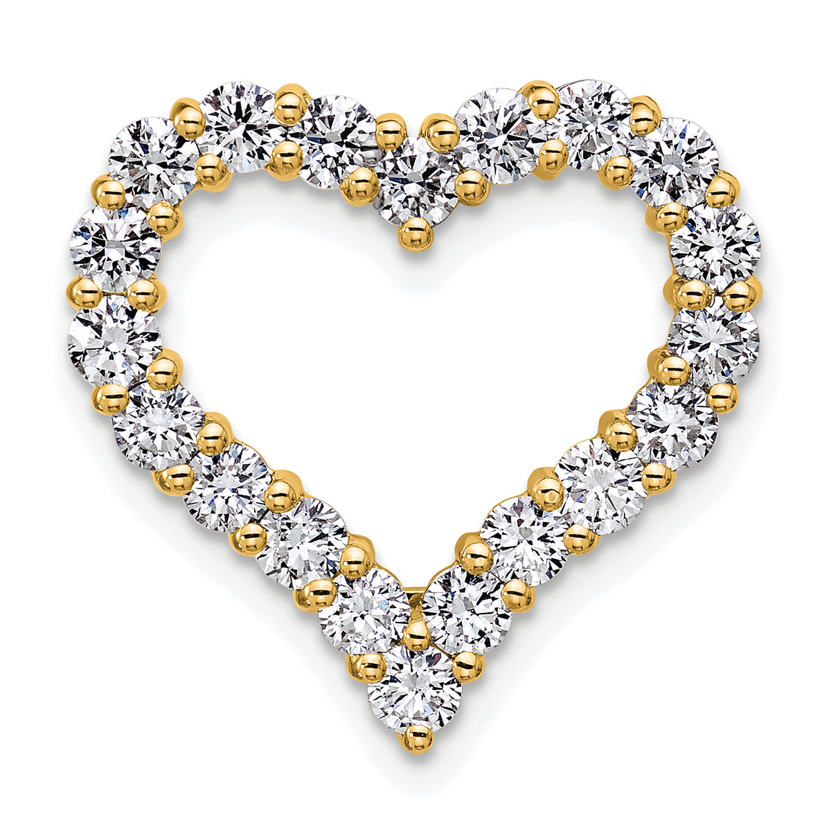 14k 1 1/2 carat Lab Grown Diamond VS+ F+ Complete Heart Chain Slide Pendant