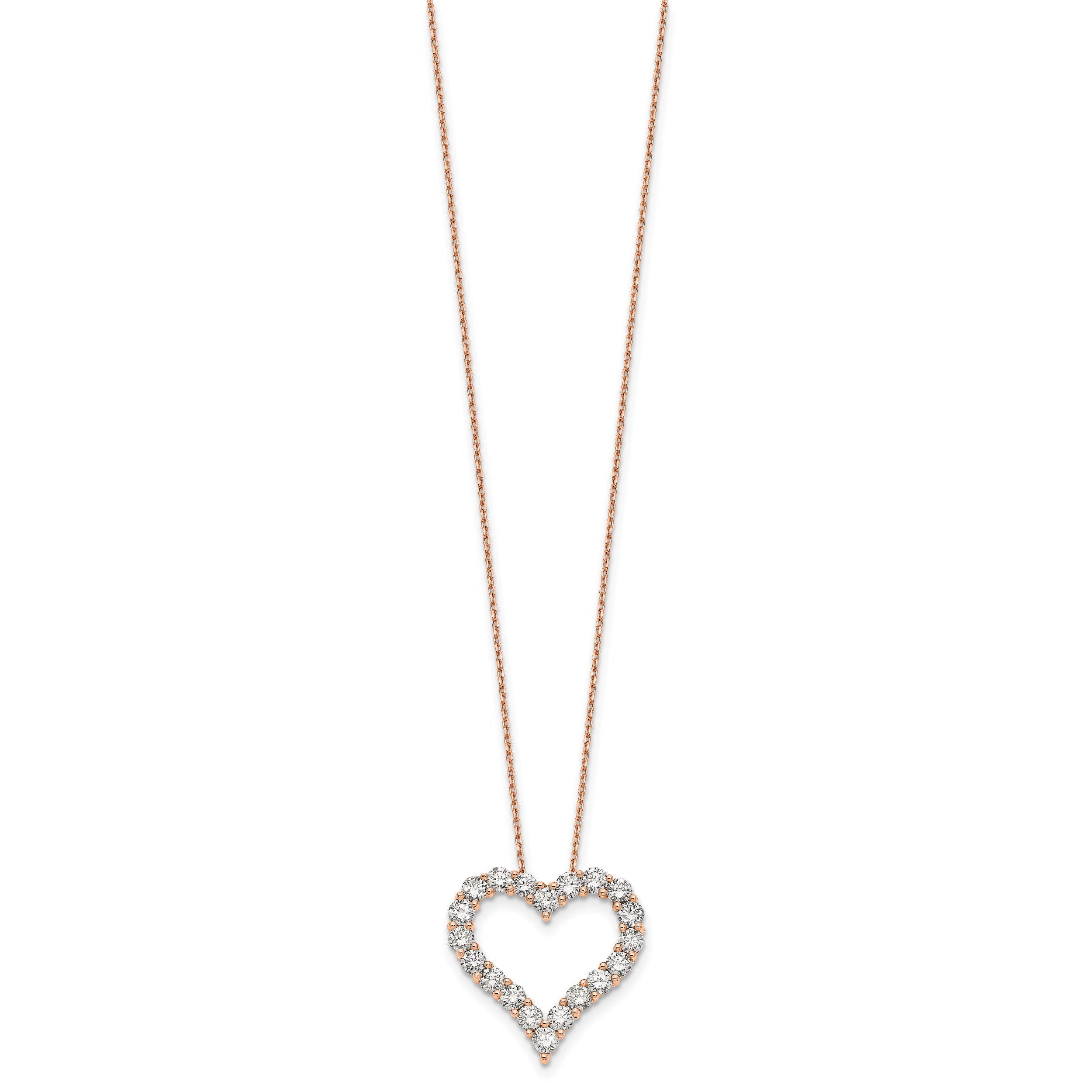 14k Rose Gold 2 carat Lab Grown Diamond VS/SI+ G+ Complete 18 inch Heart Pendant Necklace