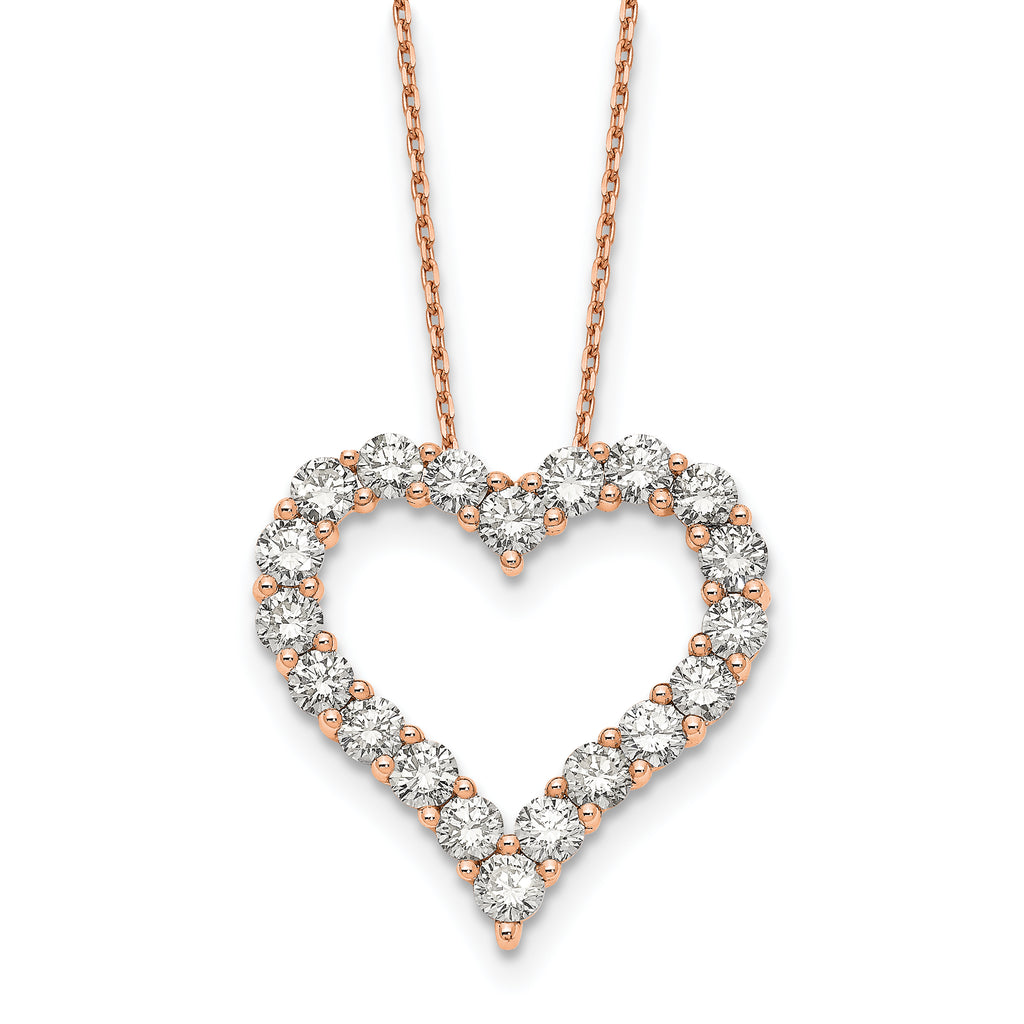 14k Rose Gold 2 carat Lab Grown Diamond VS/SI+ G+ Complete 18 inch Heart Pendant Necklace