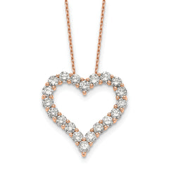 14k Rose Gold 2 carat Lab Grown Diamond VS/SI+ G+ Complete 18 inch Heart Pendant Necklace