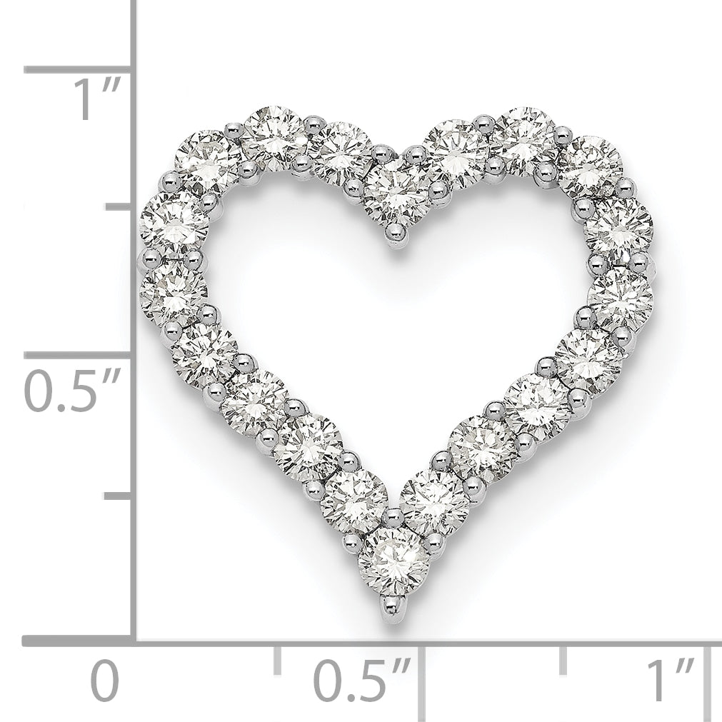 14k White Gold 2 carat Lab Grown Diamond VS/SI+ G+ Complete Heart Chain Slide Pendant