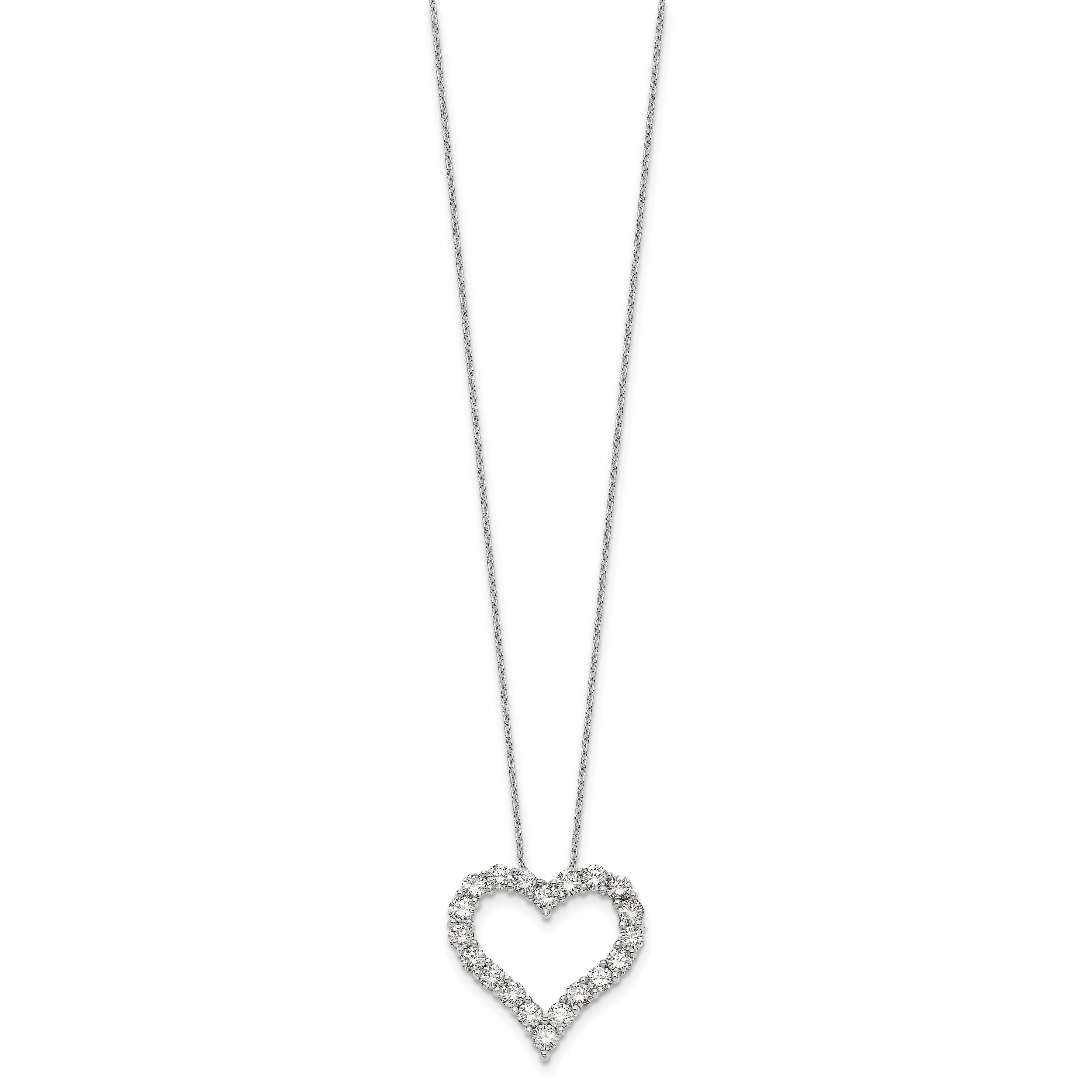 14k White Gold 2 carat Lab Grown Diamond VS/SI+ G+ Complete 18 inch Heart Pendant Necklace