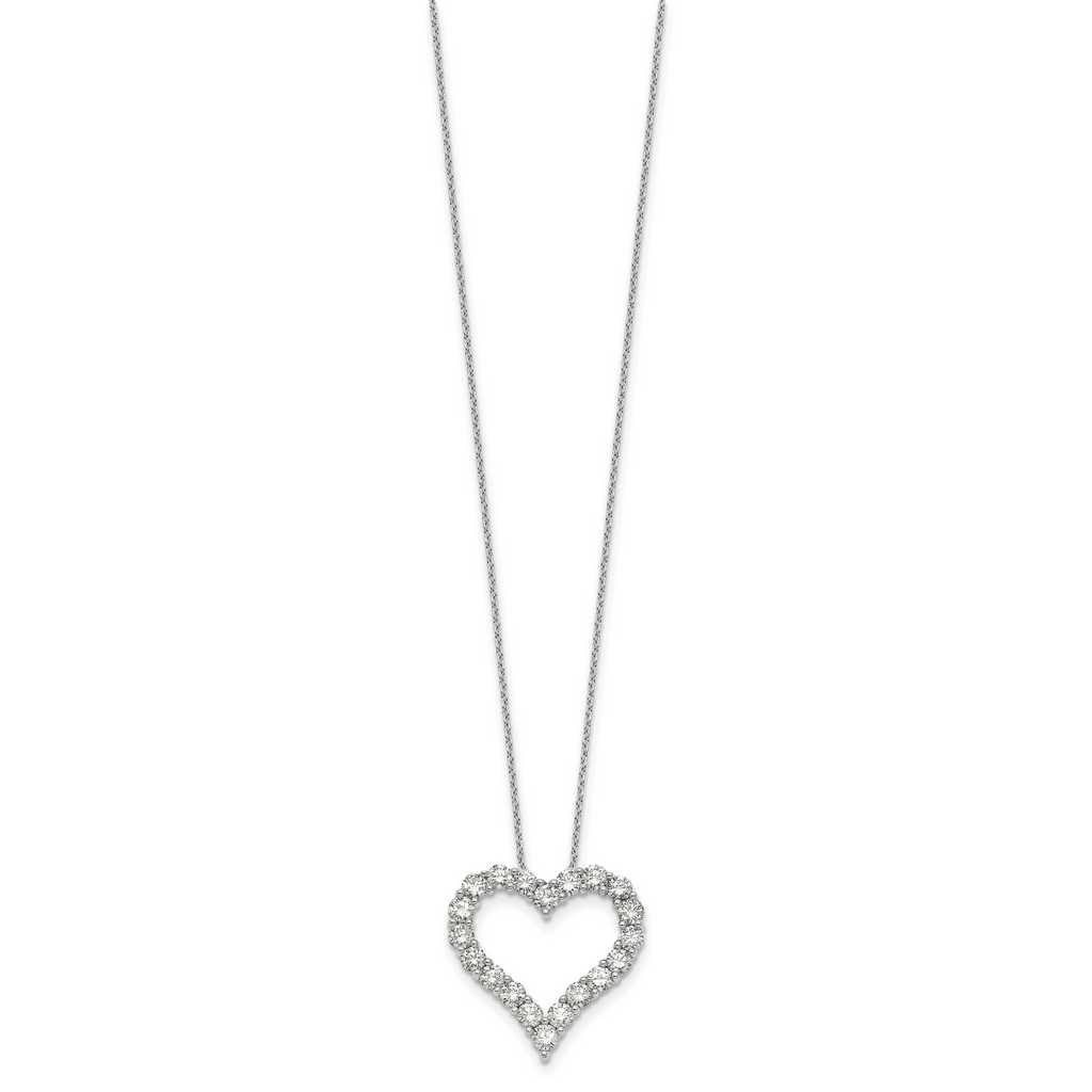 14k White Gold 2 carat Lab Grown Diamond VS/SI+ G+ Complete 18 inch Heart Pendant Necklace