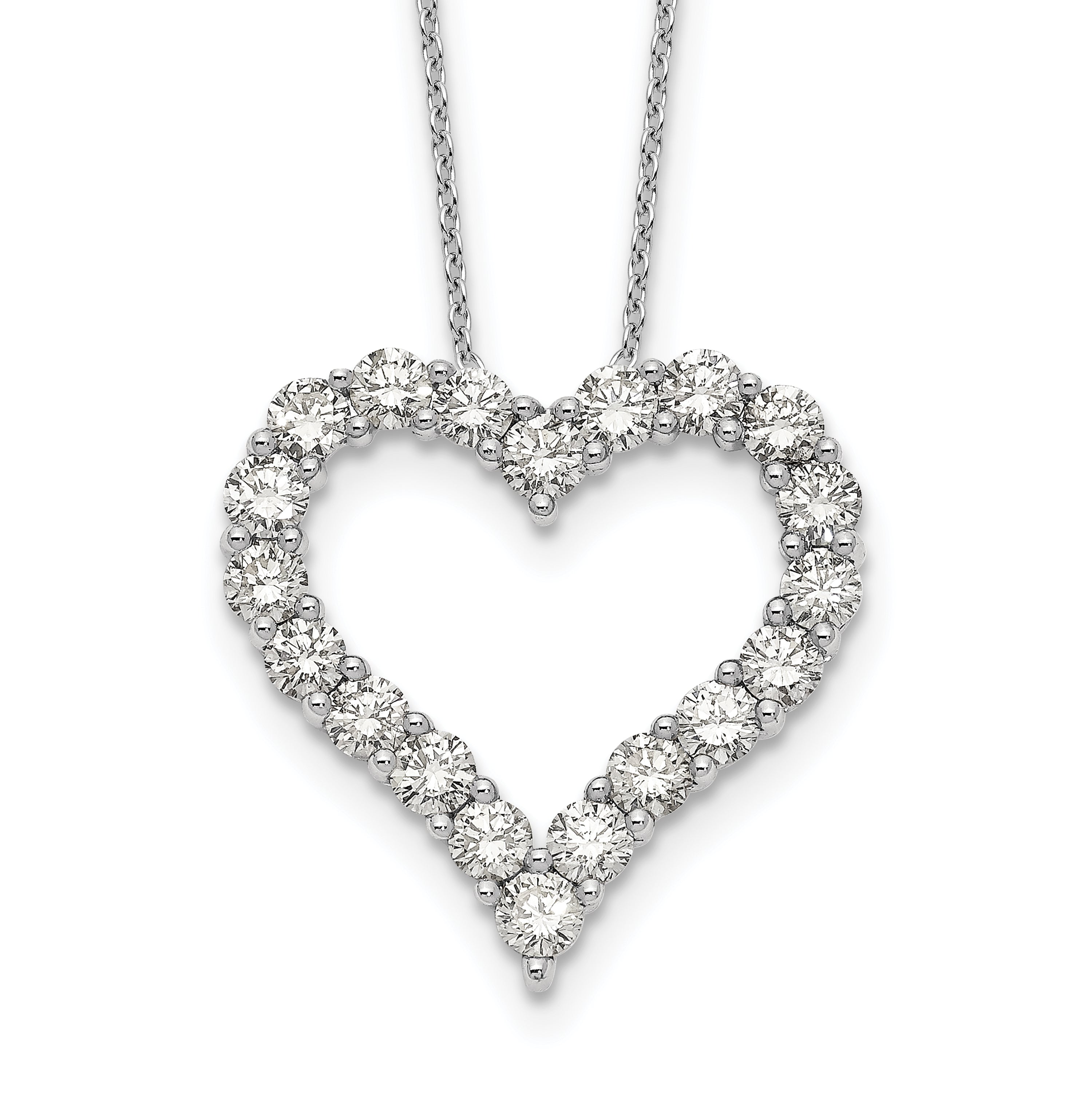 14k White Gold 2 carat Lab Grown Diamond VS/SI+ G+ Complete 18 inch Heart Pendant Necklace