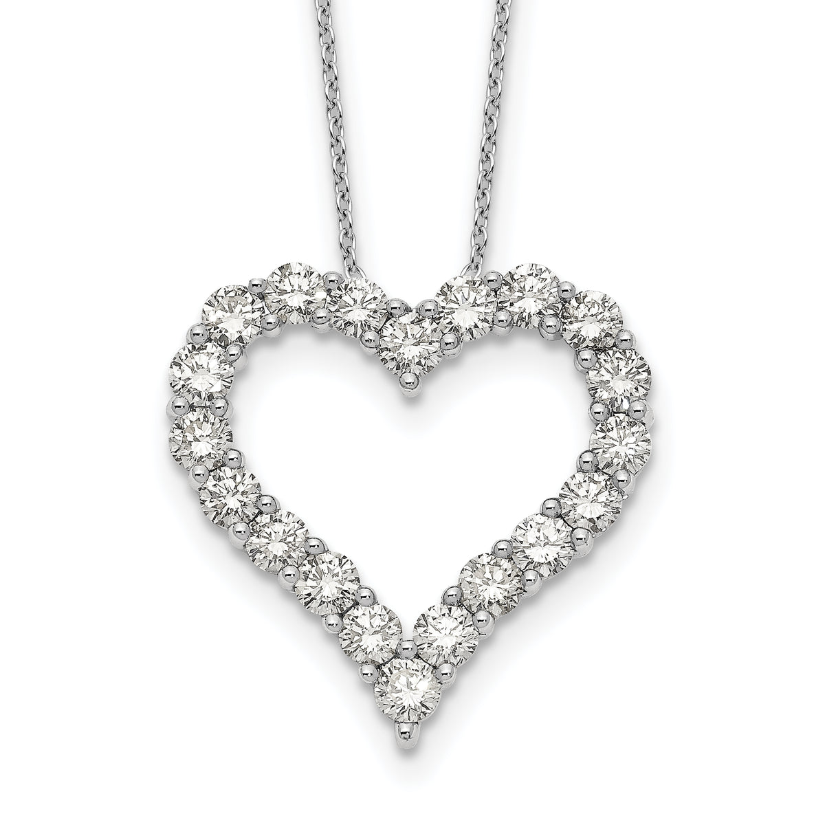 14k White Gold 2 carat Lab Grown Diamond VS/SI+ G+ Complete 18 inch Heart Pendant Necklace