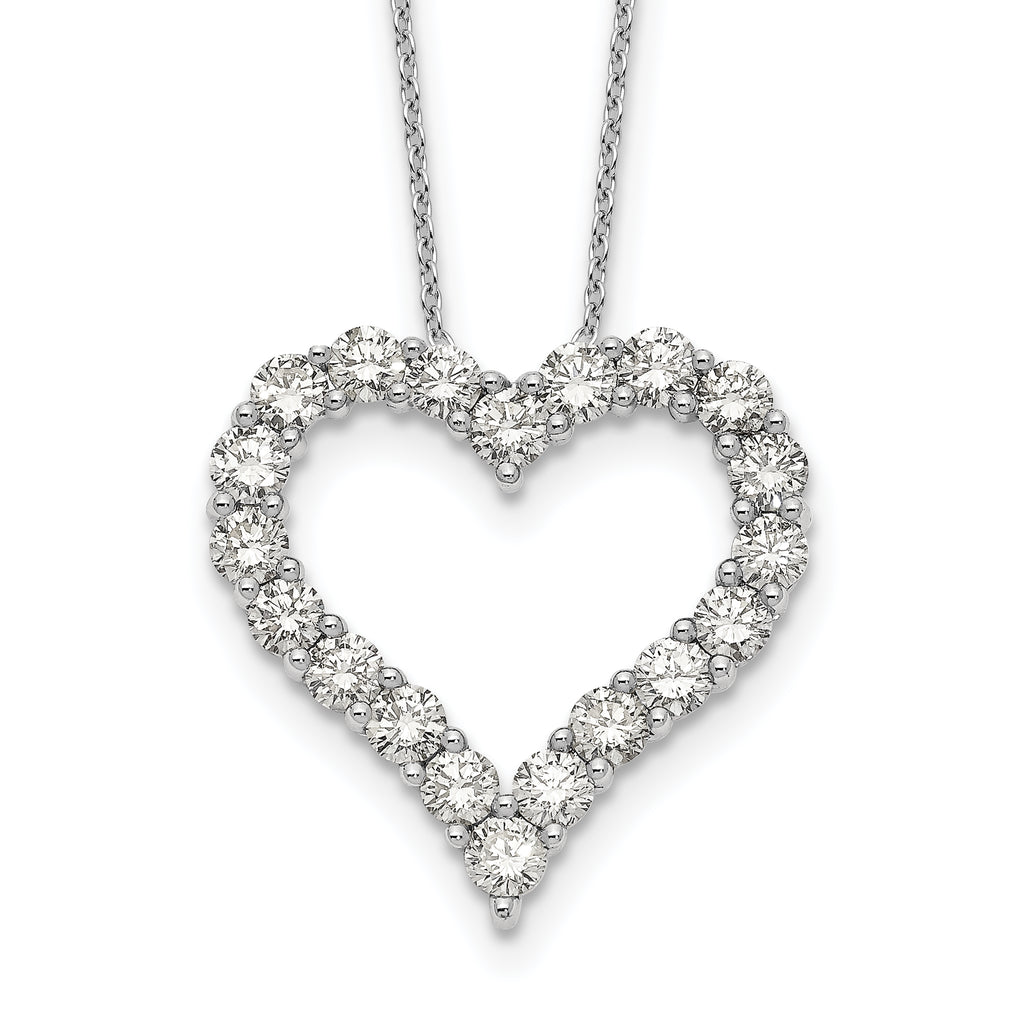 14k White Gold 2 carat Lab Grown Diamond VS/SI+ G+ Complete 18 inch Heart Pendant Necklace