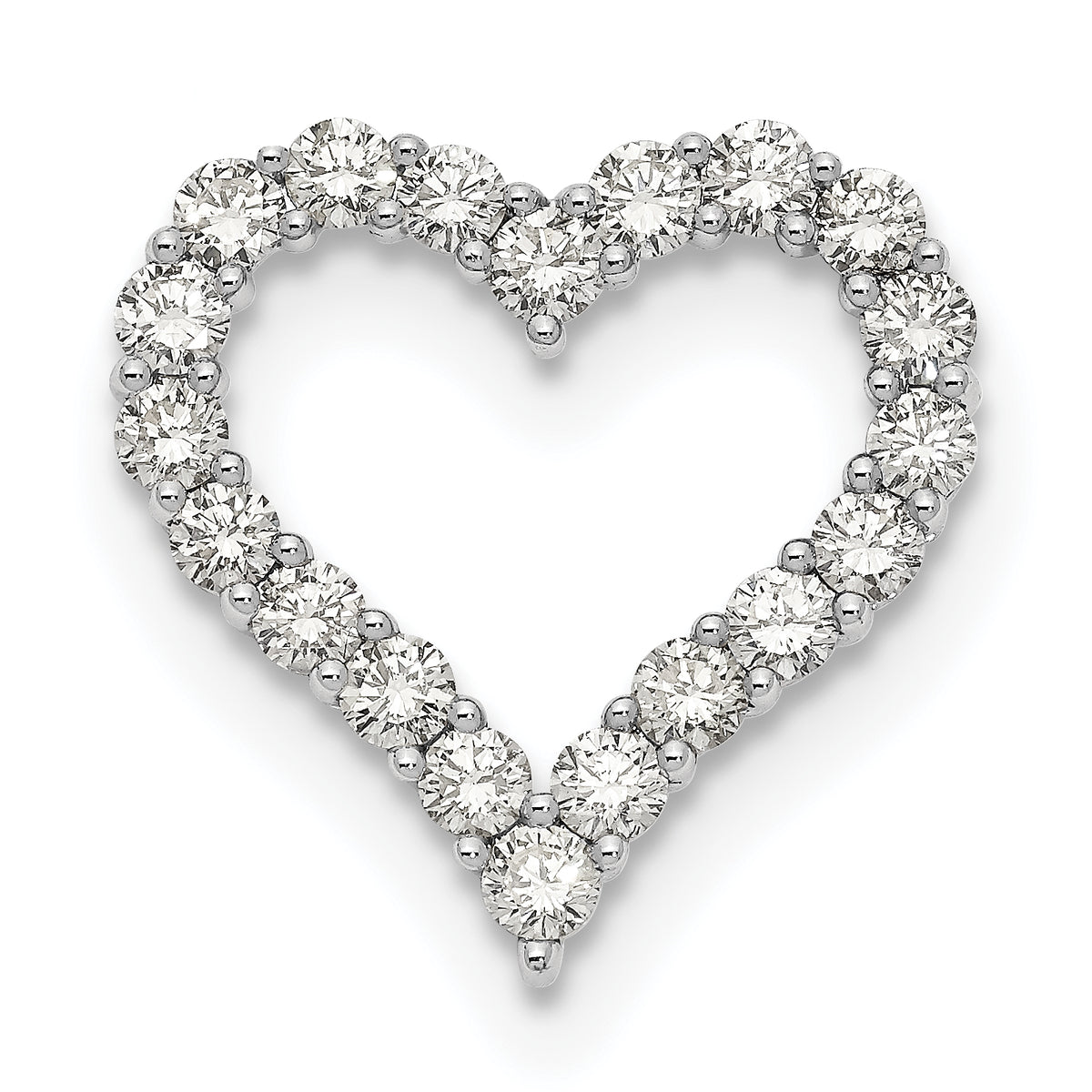 14k White Gold 2 carat Lab Grown Diamond VS+ F+ Complete Heart Chain Slide Pendant