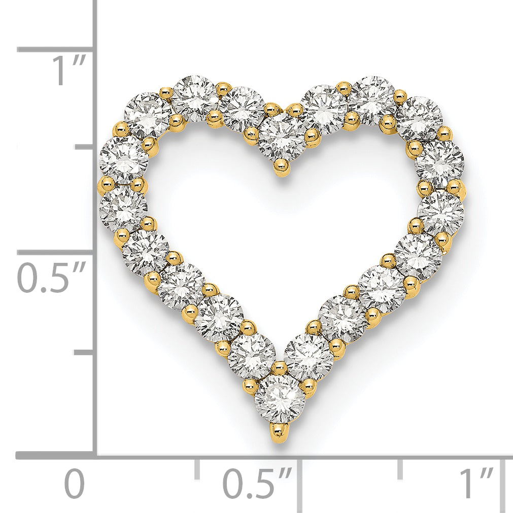 14k 2 carat Lab Grown Diamond VS/SI+ G+ Complete Heart Chain Slide Pendant