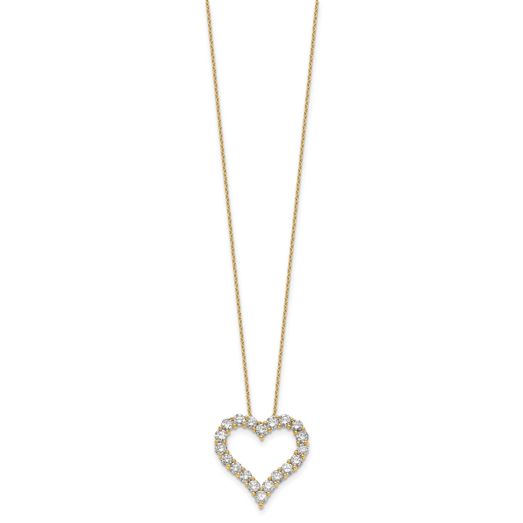 14k 2 carat Lab Grown Diamond VS/SI+ G+ Complete 18 inch Heart Pendant Necklace