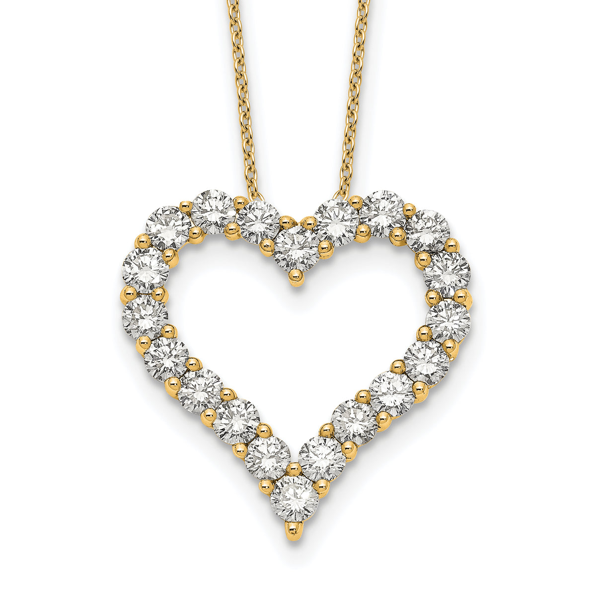 14k 2 carat Lab Grown Diamond VS/SI+ G+ Complete 18 inch Heart Pendant Necklace