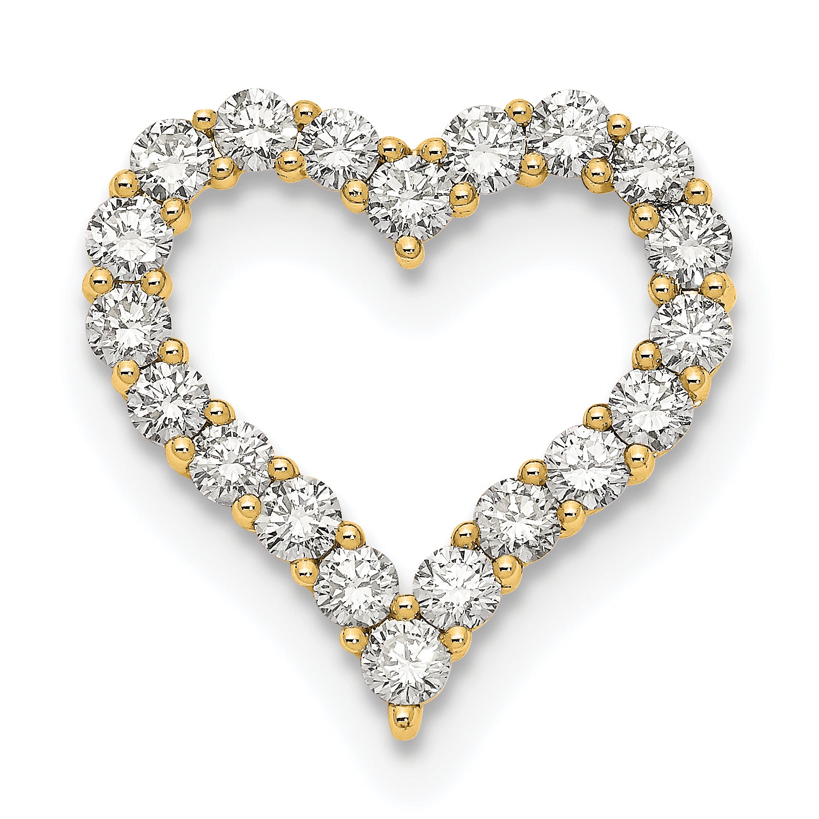 14k 2 carat Lab Grown Diamond VS+ F+ Complete Heart Chain Slide Pendant